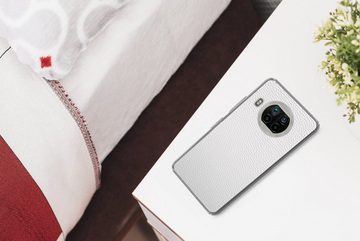 MuchoWow Handyhülle Leder - Strukturiert - Leder-Optik - Weiß, Phone Case, Handyhülle Xiaomi Mi 10T Lite, Silikon, Schutzhülle