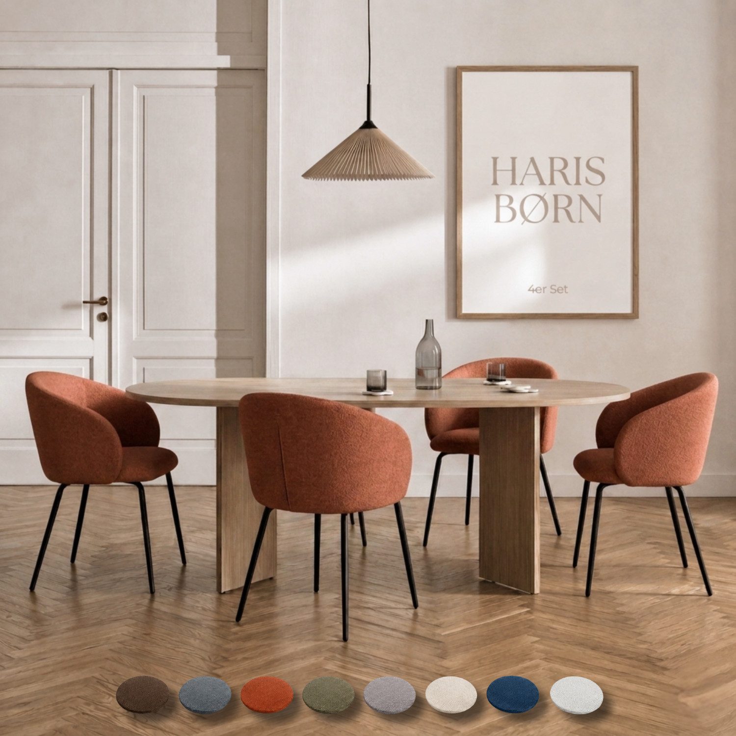 Haris Børn Esszimmerstuhl mit Armlehnen - Hochwertige Polsterstühle für Esszimmer (Set, 4 St), Premium Esszimmer Stühle & Wohnzimmer Stühle