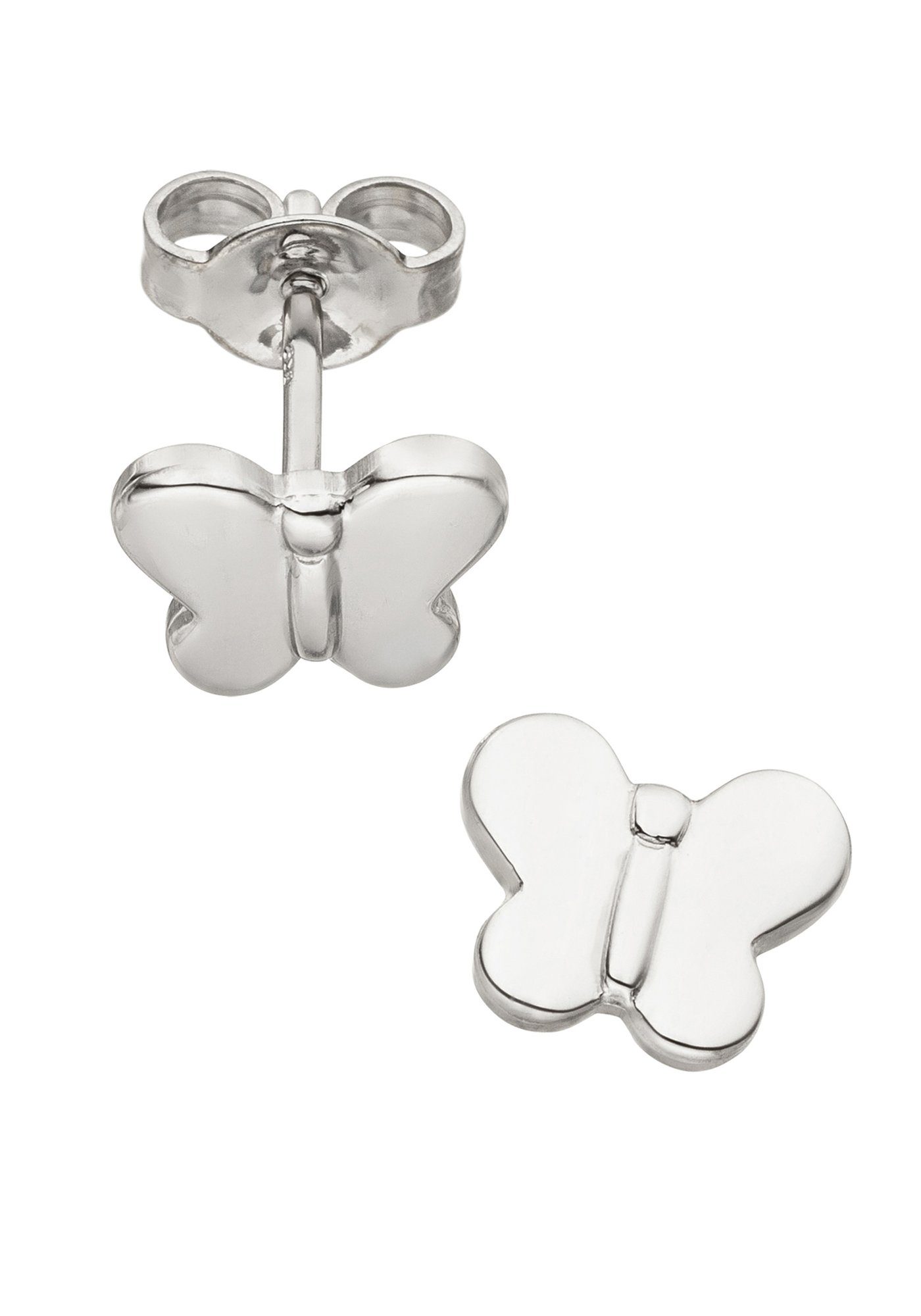 JOBO Paar Ohrstecker Kinder-Ohrringe Schmetterling, 925 Silber, Höhe ca.  7,2 mm, Breite ca. 8,6 mm | Ohrstecker