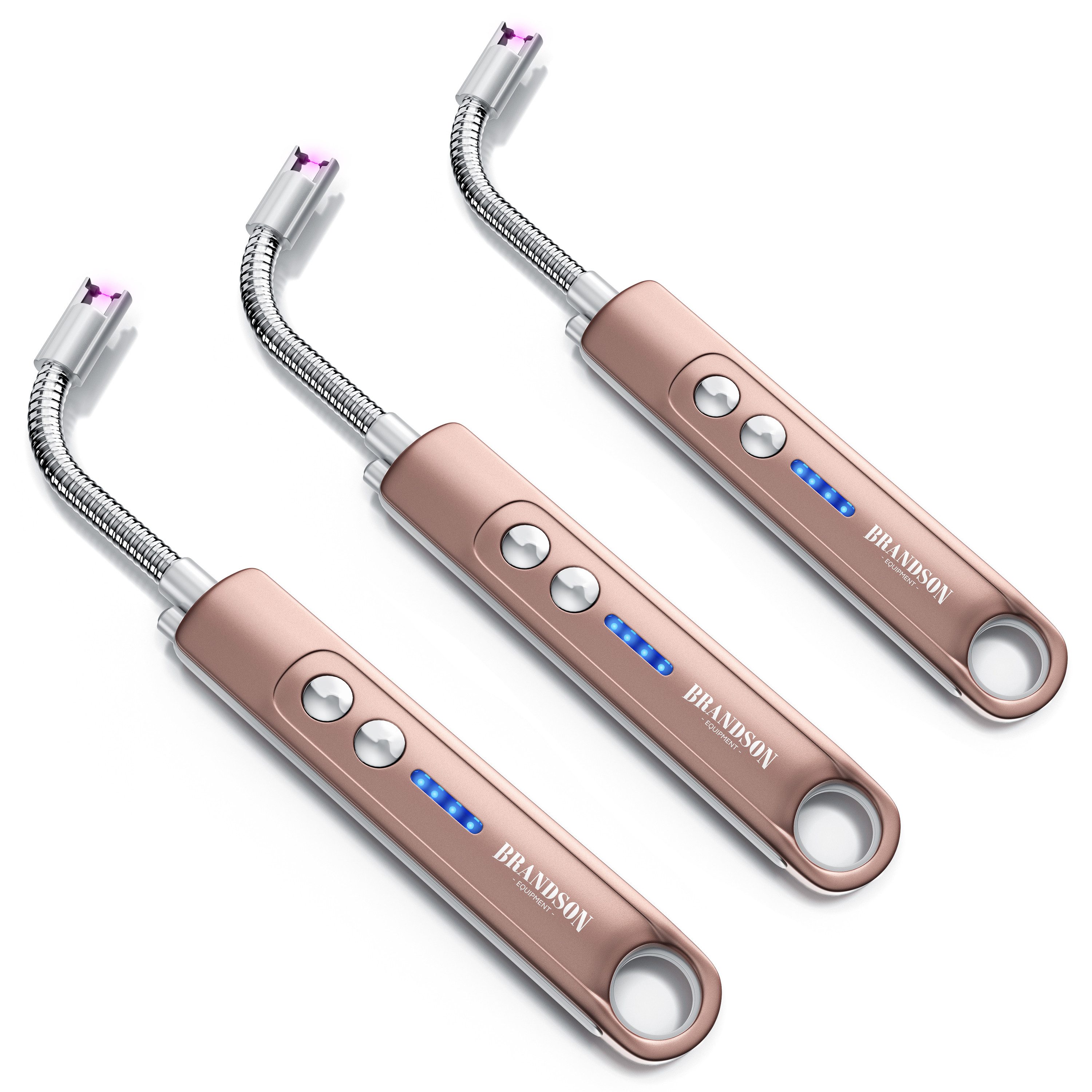 Brandson Feuerzeug elektrisch, Lichtbogen Stabfeuerzeug USB aufladbar (3-St), Kerzenanzünder für Küche, Kerzen, Gasherde, Grill, Kamin