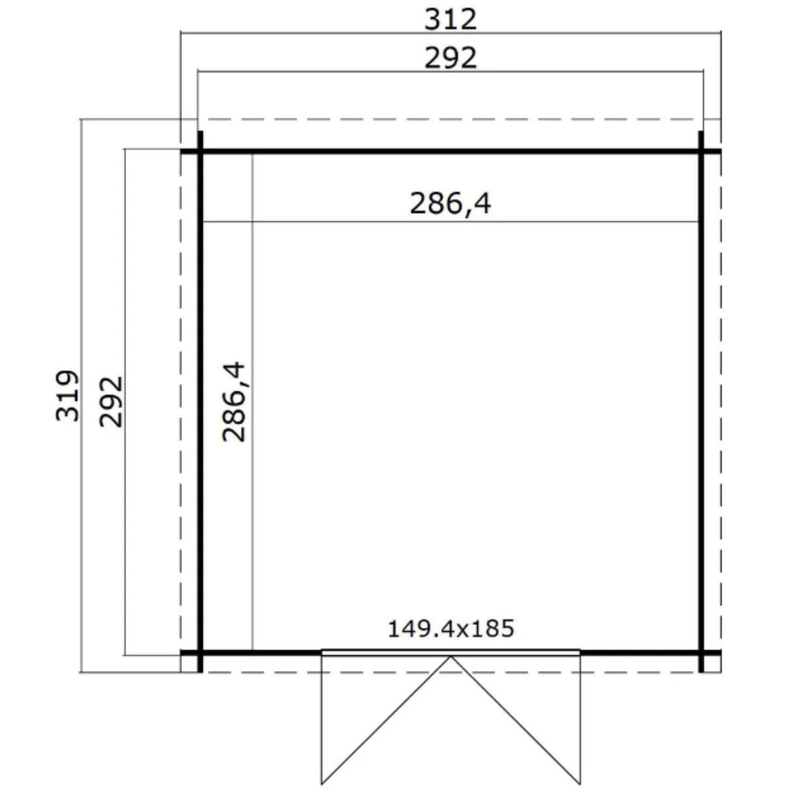 LASITA MAJA Gartenhaus Gartenhaus Blockbohlenhaus, Geräteschuppen, Gartenhütte,Holzhaus, BxT: 312x319 cm, Wetterfest, langlebig und in elegantem Carbongrau behandelt