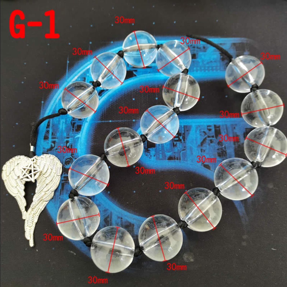 16 Ergonomische Anal - Perlen 3,0cm und Kette Analkugeln für Glas Durchmesser, Männer, große Kugeln TPFSecret mit Frauen Länge: 53cm