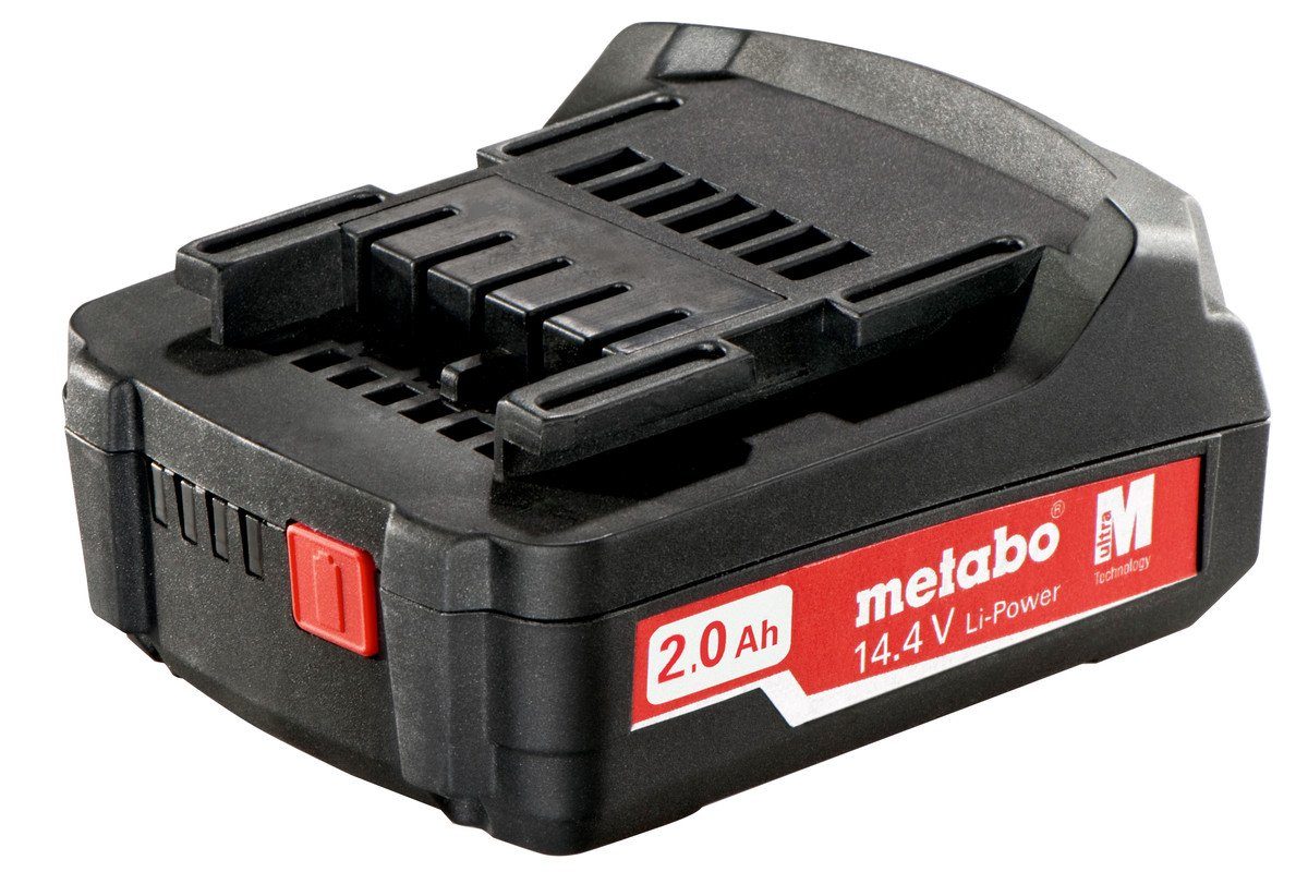 metabo Akkupacks Metabo Akku-PackUltra-M-Technologie: intelligentes Batteriemanagement für langlebige AkkupacksPatentierte "AIR COOLED"-LadetechnologiePermanente elektronische Einzelzellenüberwachung (ESCP) beim Laden, für besonders lange LebensdauerProzessorgesteuertes Lade- und EntlademanagementKapazitätsanzeige zur permanenten Kontrolle des FüllzustandsLange Lagerfähigkeit bei nahezu keiner SelbstentladungTechnische DetailsSpannung des Akkupacks 14.4 VAkkukapazität 2 AhLieferumfangAkku-PackMetabo Qualitätswerkzeuge……1923 baute Albrecht Schnizler die erste Handbohrmaschine. Dieser Metallbohrdreher ist Pate für den Namen Metabo. Heute beschäftigt das Traditionsunternehmen knapp 2.000 Mitarbeiter, davon 1.200 in Nürtingen, Deutschland. 25 Tochtergesellschaften und mehr als 100 Vertretungen sorgen dafür dass die Premium Lösungen von Metabo in fast allen Ländern zu finden sind.