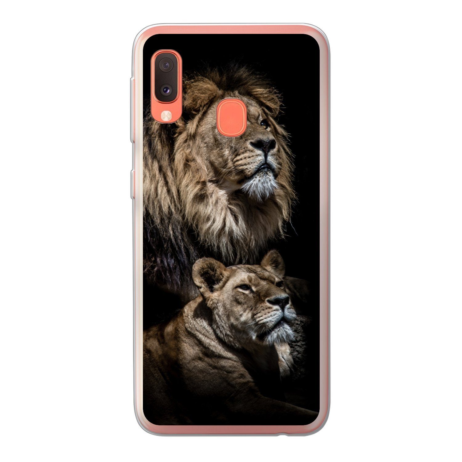 MuchoWow Handyhülle für Samsung Galaxy A20e Löwe - Löwin - Porträt, Smartphone-Bumper, Print, Handy Schutzhülle Dünn