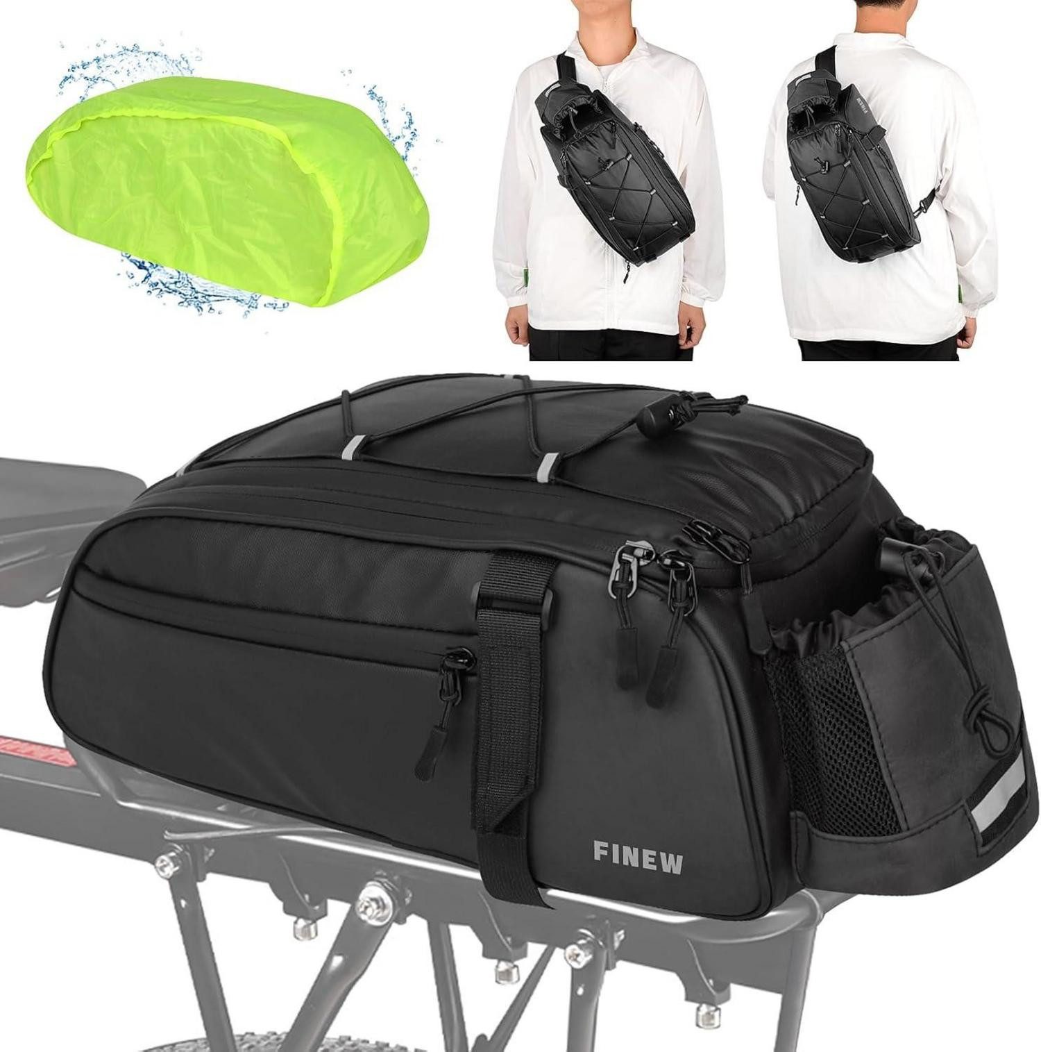 Fahrrad-Gepäckträger 2in1 Fahrradtasche Gepäckträger 12L PU Stoff Schwarz Reflektierend