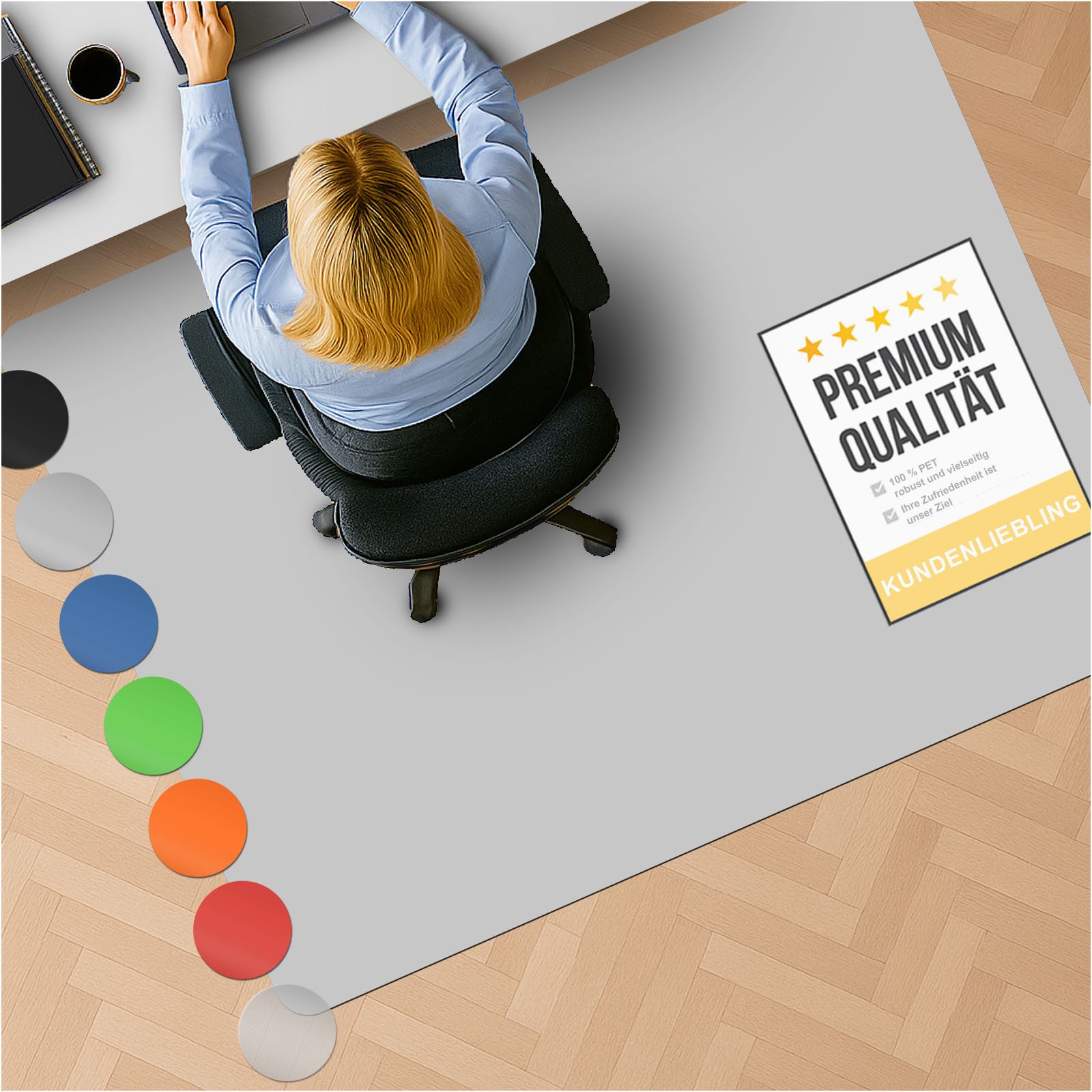 Nova Forma Bodenschutzmatte CHROMA, bunte Stuhlmatte in Trendfarben - Bodenschutz im Büro & Zuhause