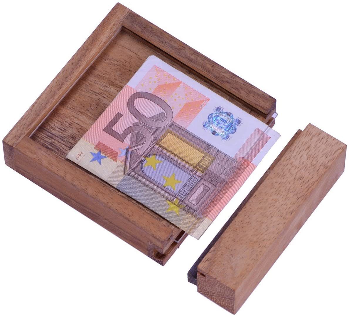 LOGOPLAY Schatzkiste Money (1 St), Money Trickkiste aus Holz Geldschein-Tresor als dekorative