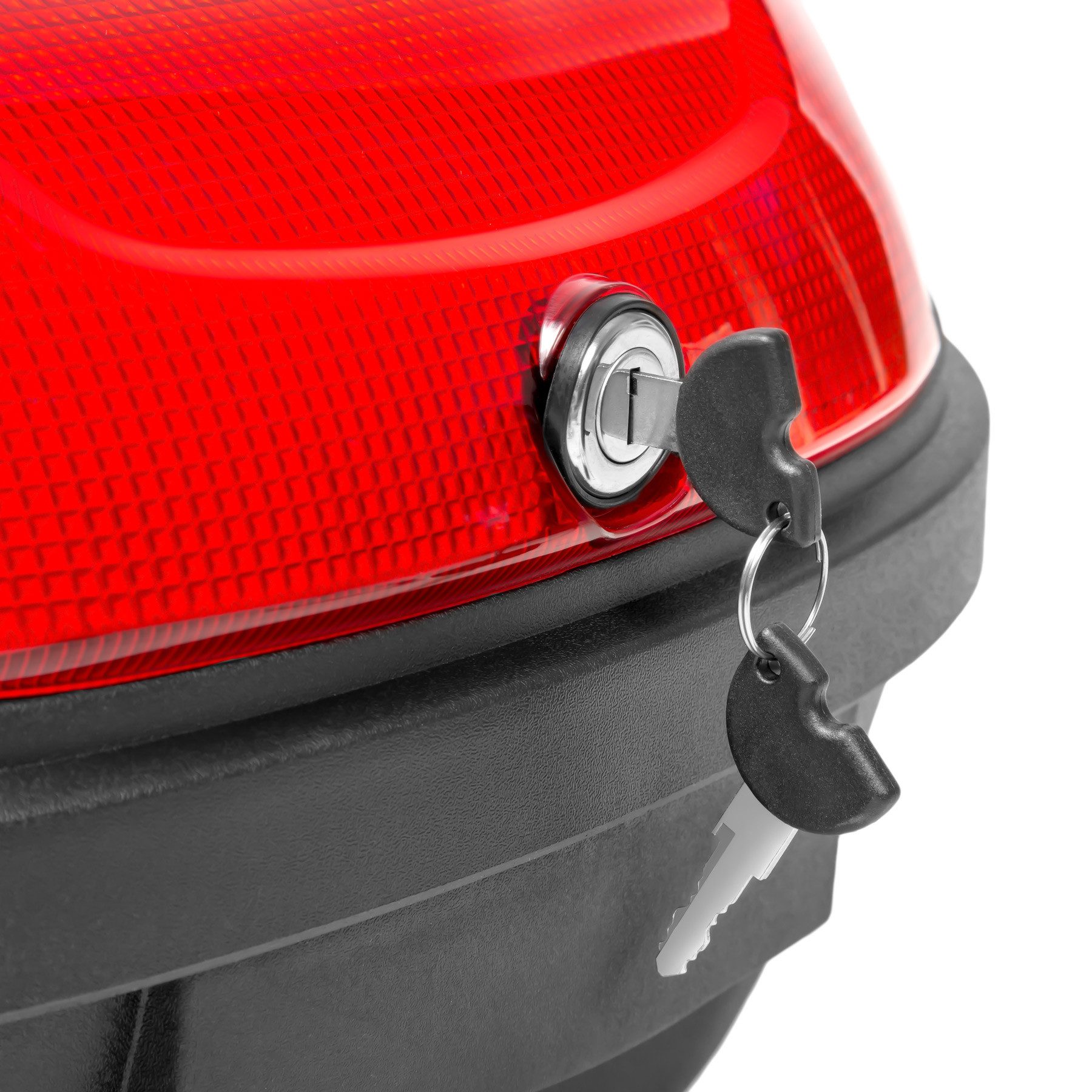 tectake Topcase Motorradkoffer mit Sicherheitsschloss, kleiner und großer Reflektor, (Roller Koffer Matze, in schwarz), Volumen 48 l, Platz für 2 Helme, robust und spritzwassergeschützt