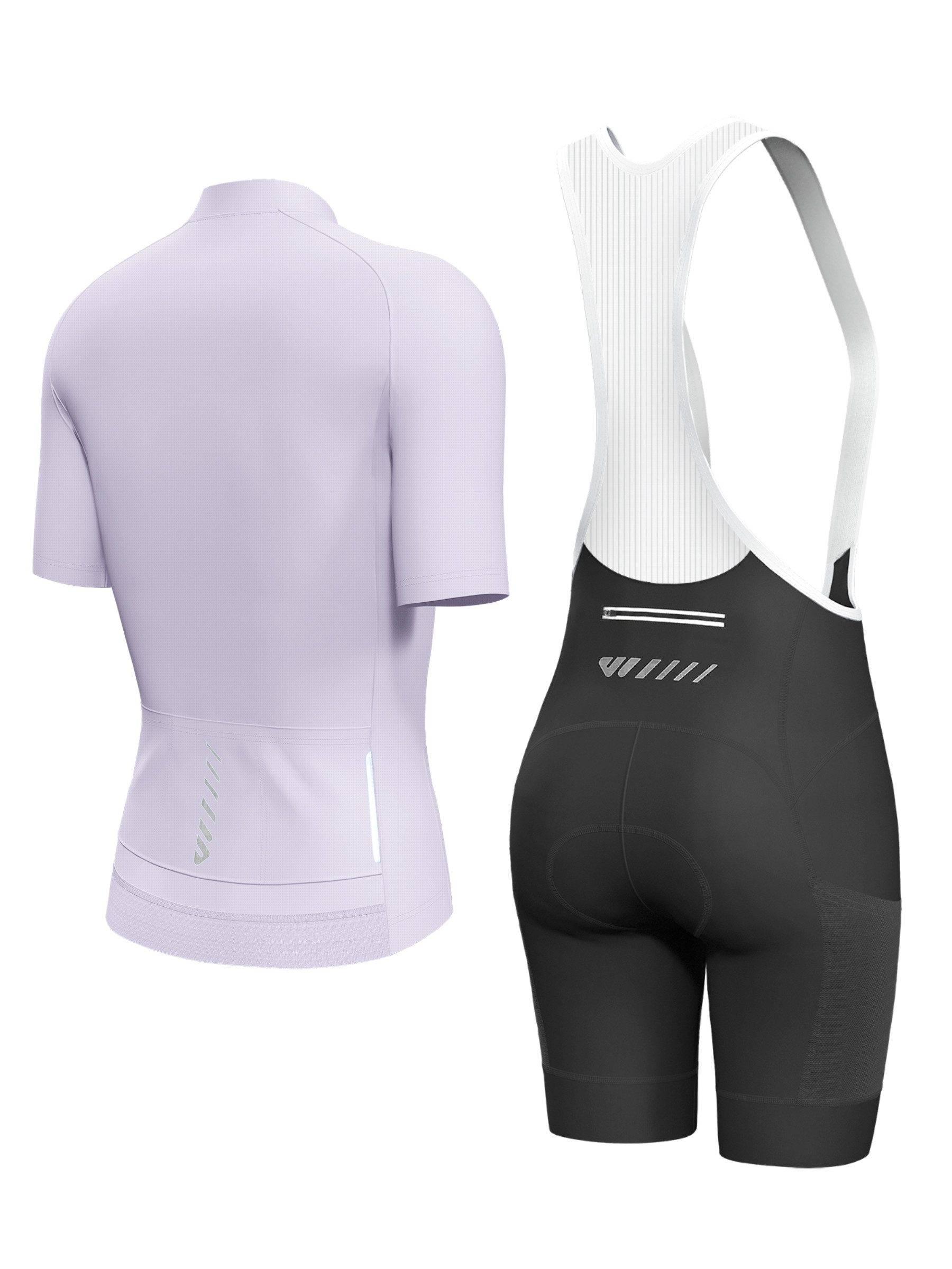 Wulibike Radtrikot Damen Sommer Radsport Set, Kurzarm-Trikot mit Träger-Bibshorts (2-tlg) Atmungsaktives Funktionsset mit 6 Taschen für Rennrad