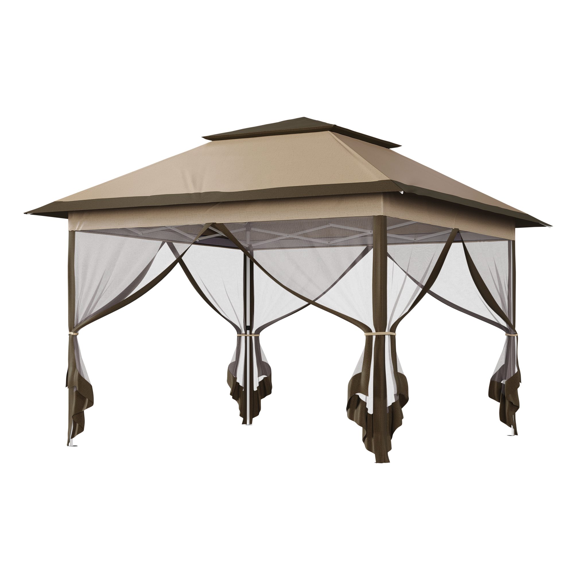 STEELSØN Pavillon Xanaris 3x3m, Gartenpavillon wetterfest mit 4 Seitenteilen, mit 4 Seitenteilen, (braun), Faltpavillon in braun inkl. Tragetasche, UV-Schutz 50+