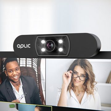 Aplic Full HD-Webcam (Full HD, 1920x1080P @ 25 Hz, 4 Hilfslichter / Szenelicht, 5P Linse, Mikrofon)