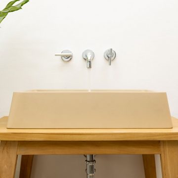 wohnfreuden Aufsatzwaschbecken Terrazzo Waschbecken ZOID 60 cm im hellen eggnog Braunton (Kein Set), 126012