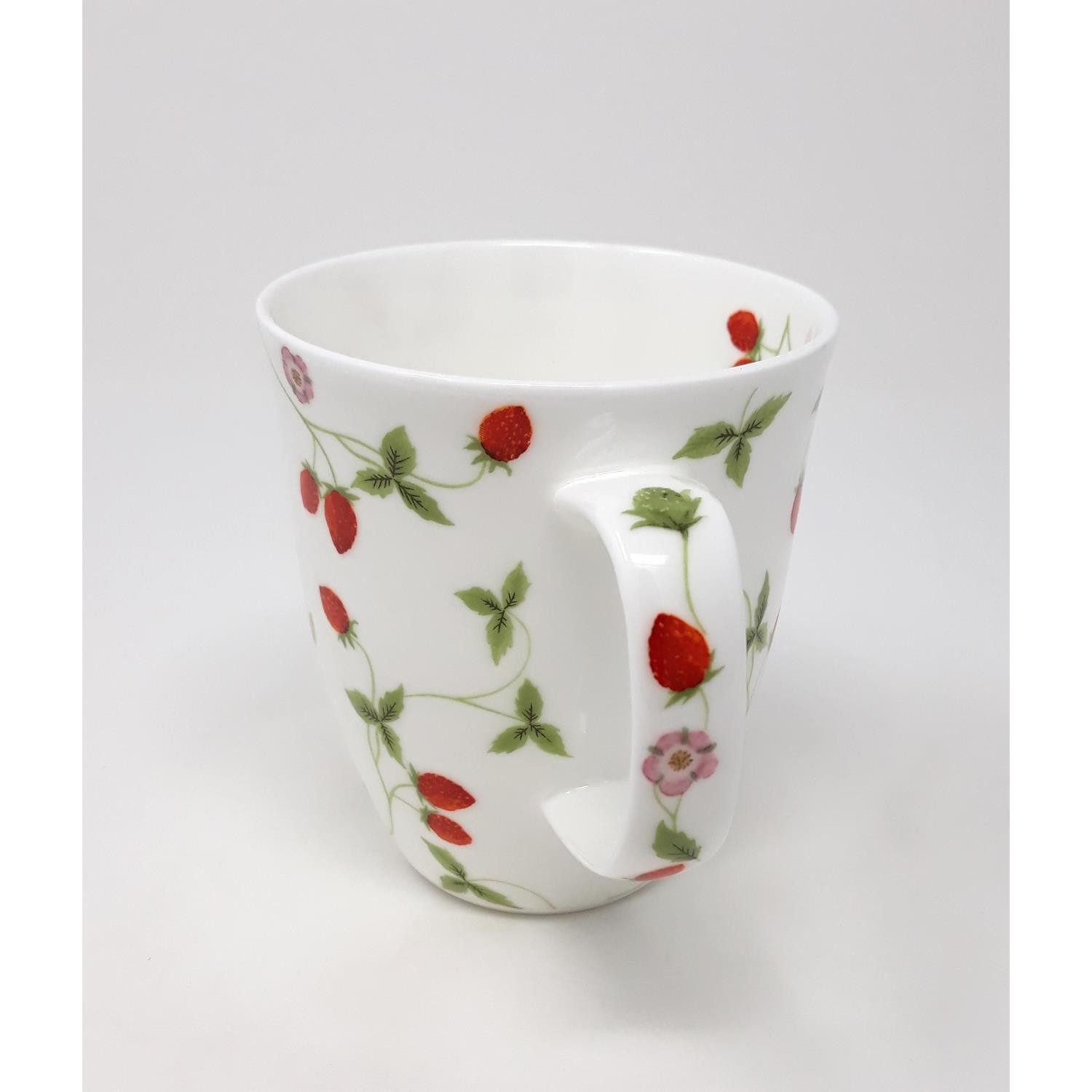TeaLogic Tasse Erdbeeren, Porzellan, Spülmaschinengeeignet, Weiß, Erdbeeren, H: 11cm