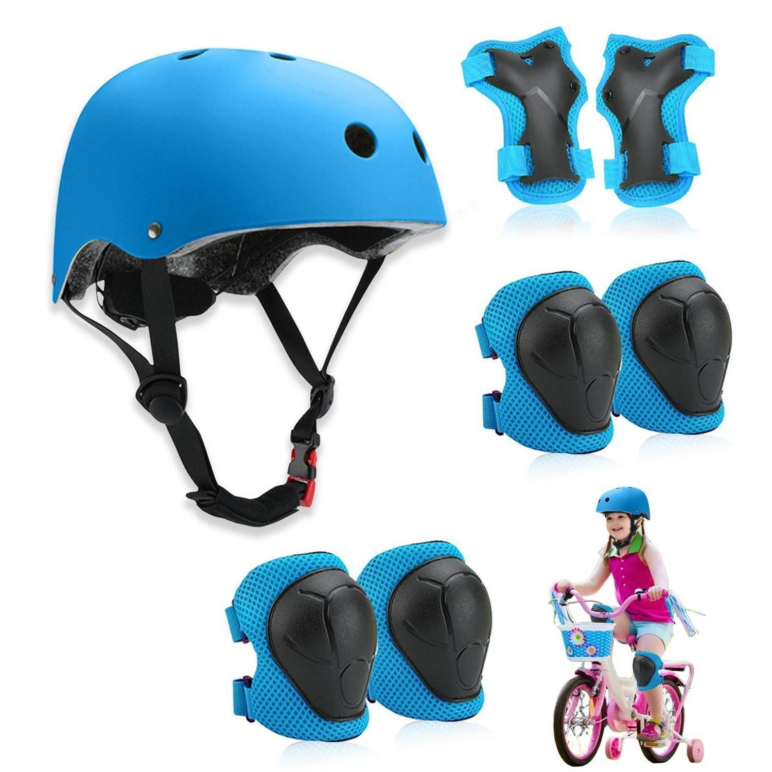 LuxusKollektion Kinderhelm Knieschoner Kinder Set Blau