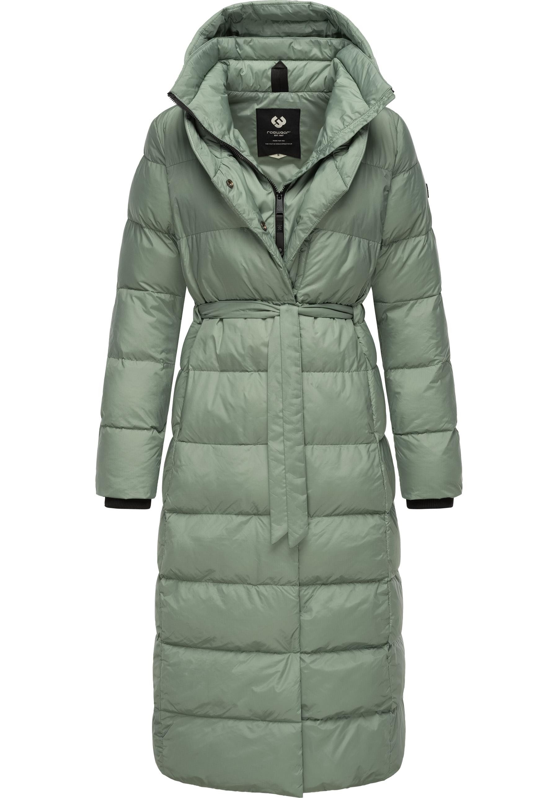 Ragwear Steppmantel Niara Long Gesteppter langer Damen Mantel mit Bindeband
