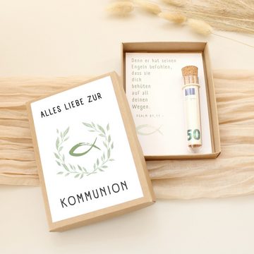 Timando Geschenkbox Geldgeschenk Verpackung Kommunion, Konfirmation, Taufe, Firmung (Box mit Karte & Reagenzglas für Geld - Geschenkidee)