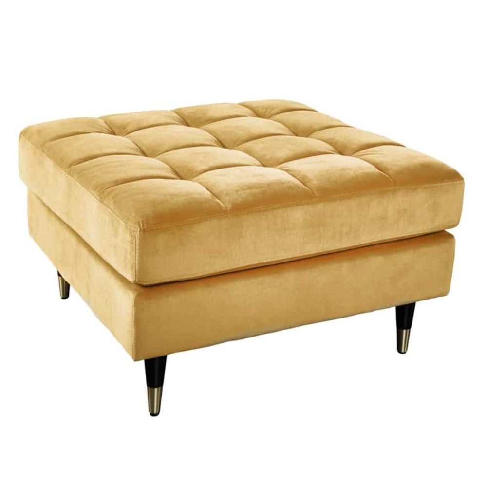 LebensWohnArt Sitzhocker Moderner Hocker COMFORT 80cm senfgelb Samt Taschenfederkern