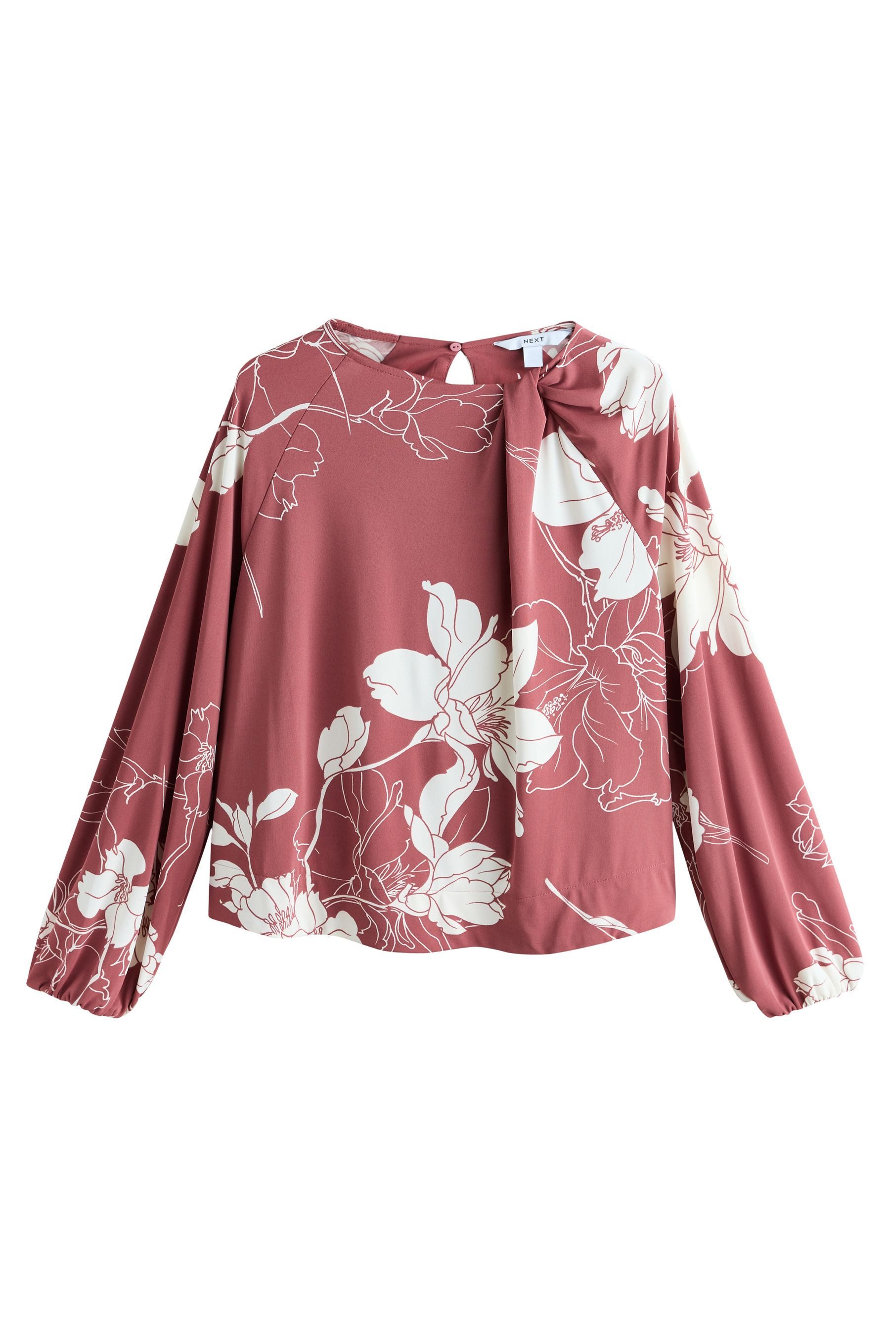 Next Langarmbluse Langärmelige Bluse mit Drehdetail am Ausschnitt (1-tlg)