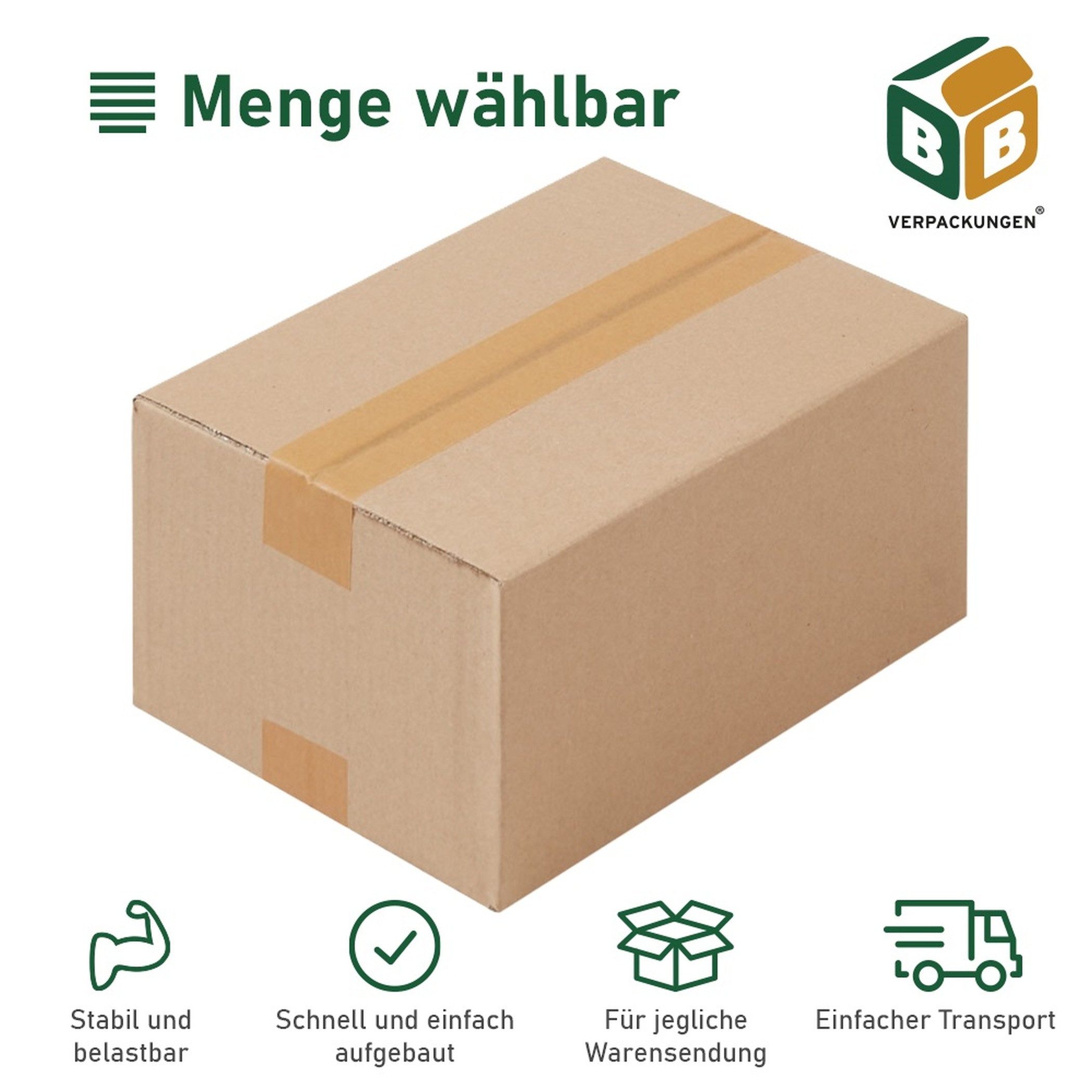 BB-Verpackungen Versandkarton Faltkarton, 1-wellig, 260 mm x 170 mm x 120 mm