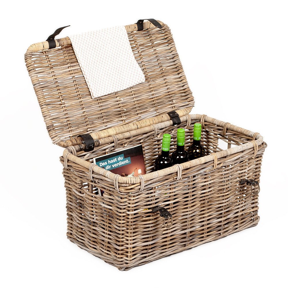LebensWohnArt Truhe Rattan Truhe RESSY Grey ca. L70cm Couchtisch – Bild 2 von 5