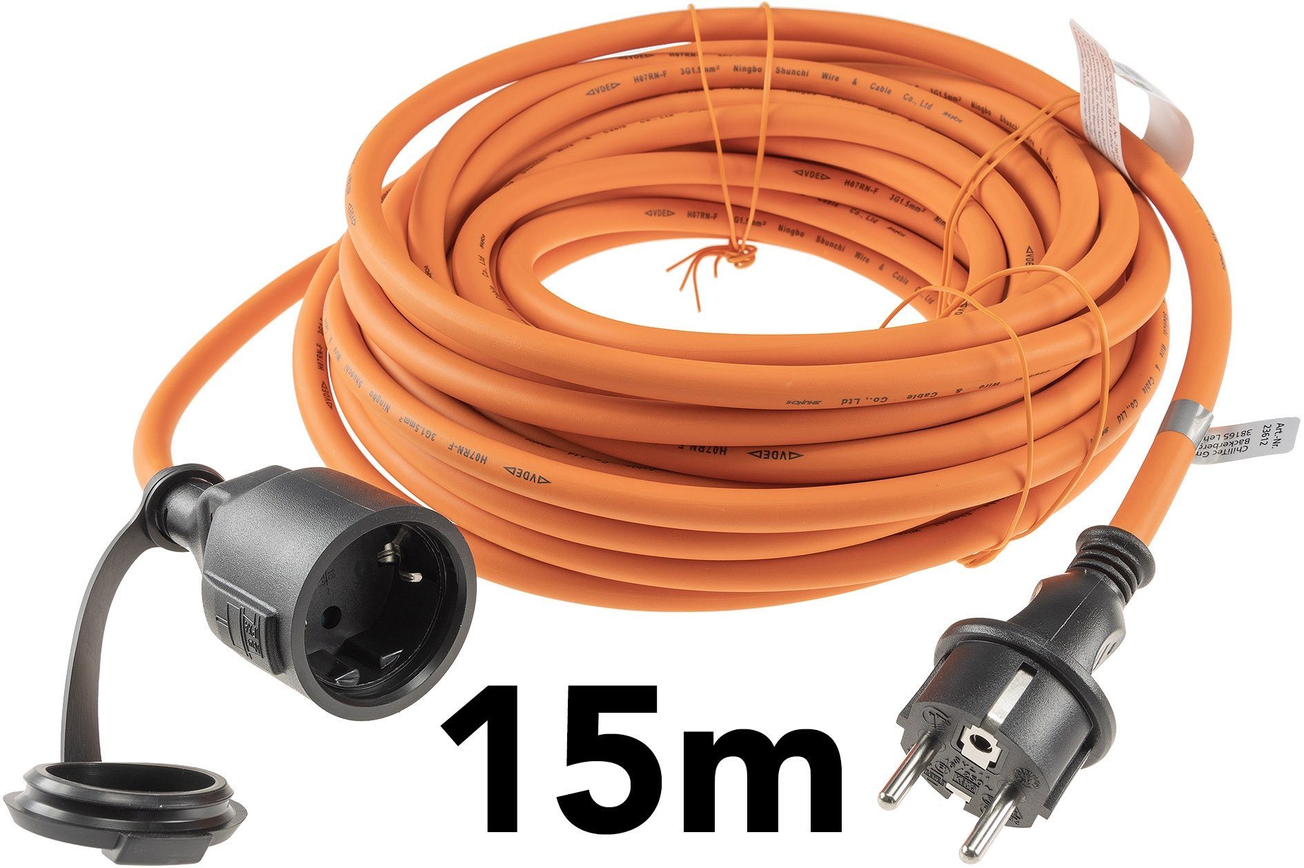 ChiliTec Gartensteckdose ChiliTec Verlängerungskabel, IP44, Orange H07RN-F 3G1,5, Außenbereich
