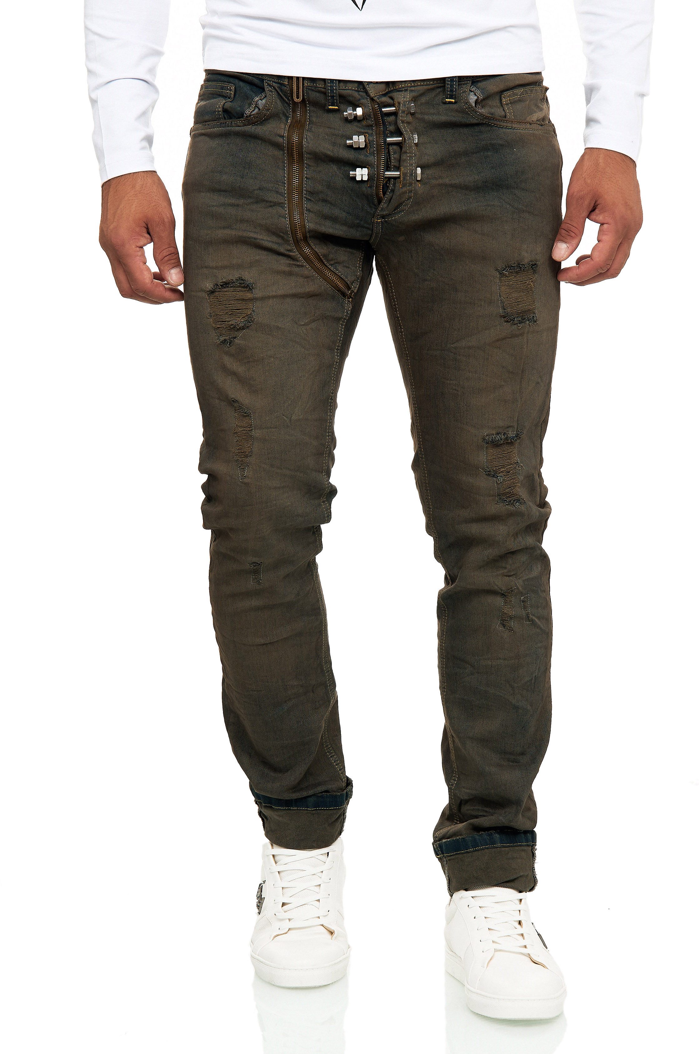 KINGZ Relax-fit-Jeans Herren Designer Retro Schraubenjeans Jeans