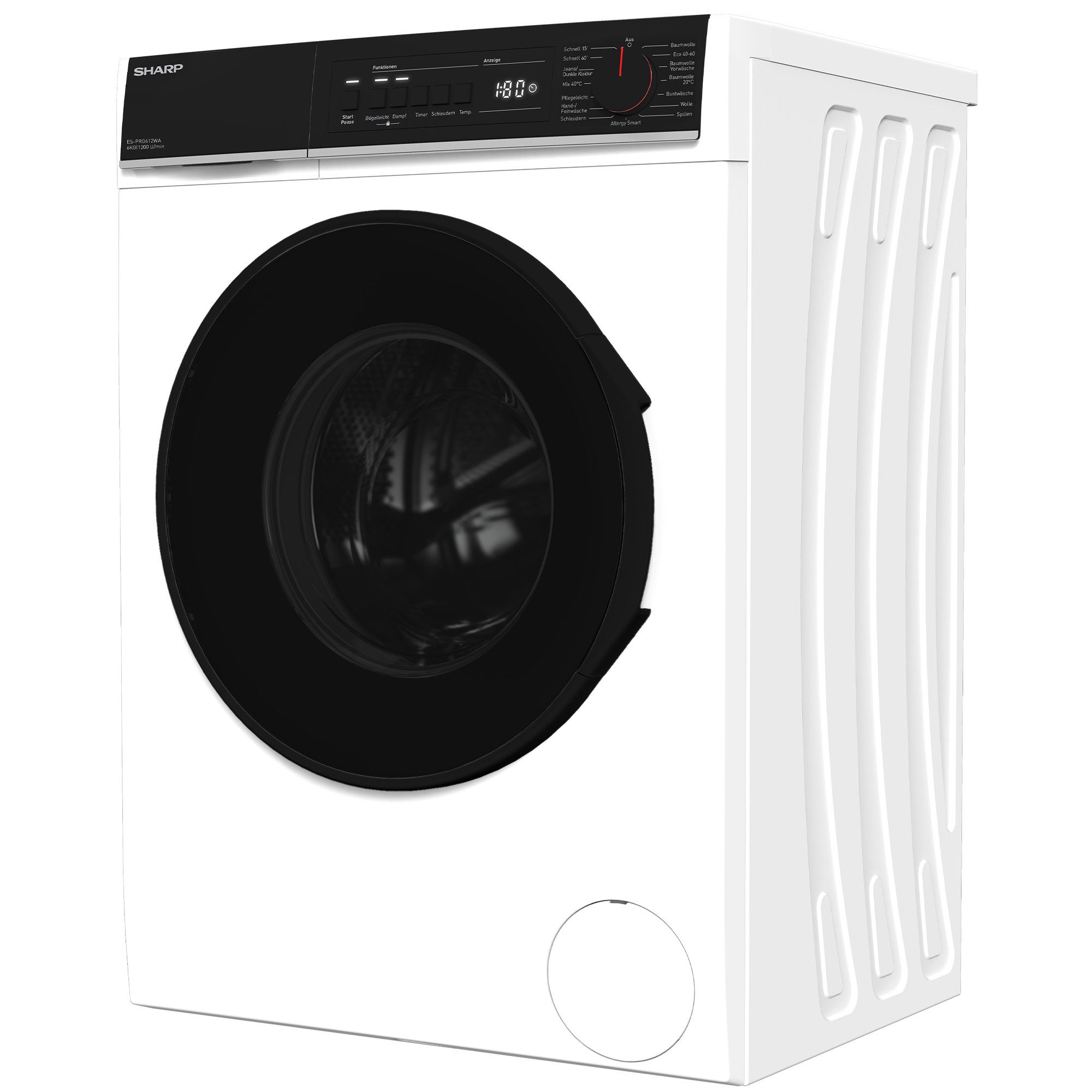 Sharp Waschmaschine ES-PRO612WA-DE, 6 kg, 1200 U/min, AllergySmart, AquaStop, Dampf, EcoLogic