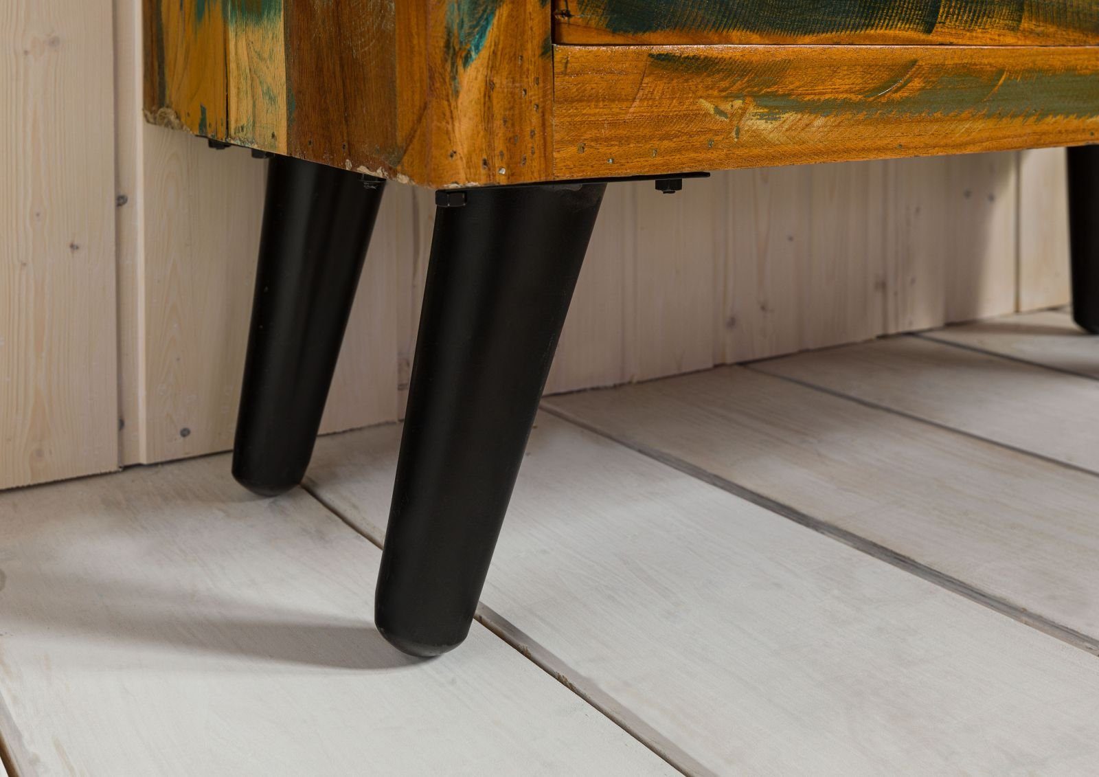 Massivmoebel24 Bücherregal SIXTIES, 1-tlg., Regal Altholz 90x35x180 mehrfarbig lackiert SIXTIES #107