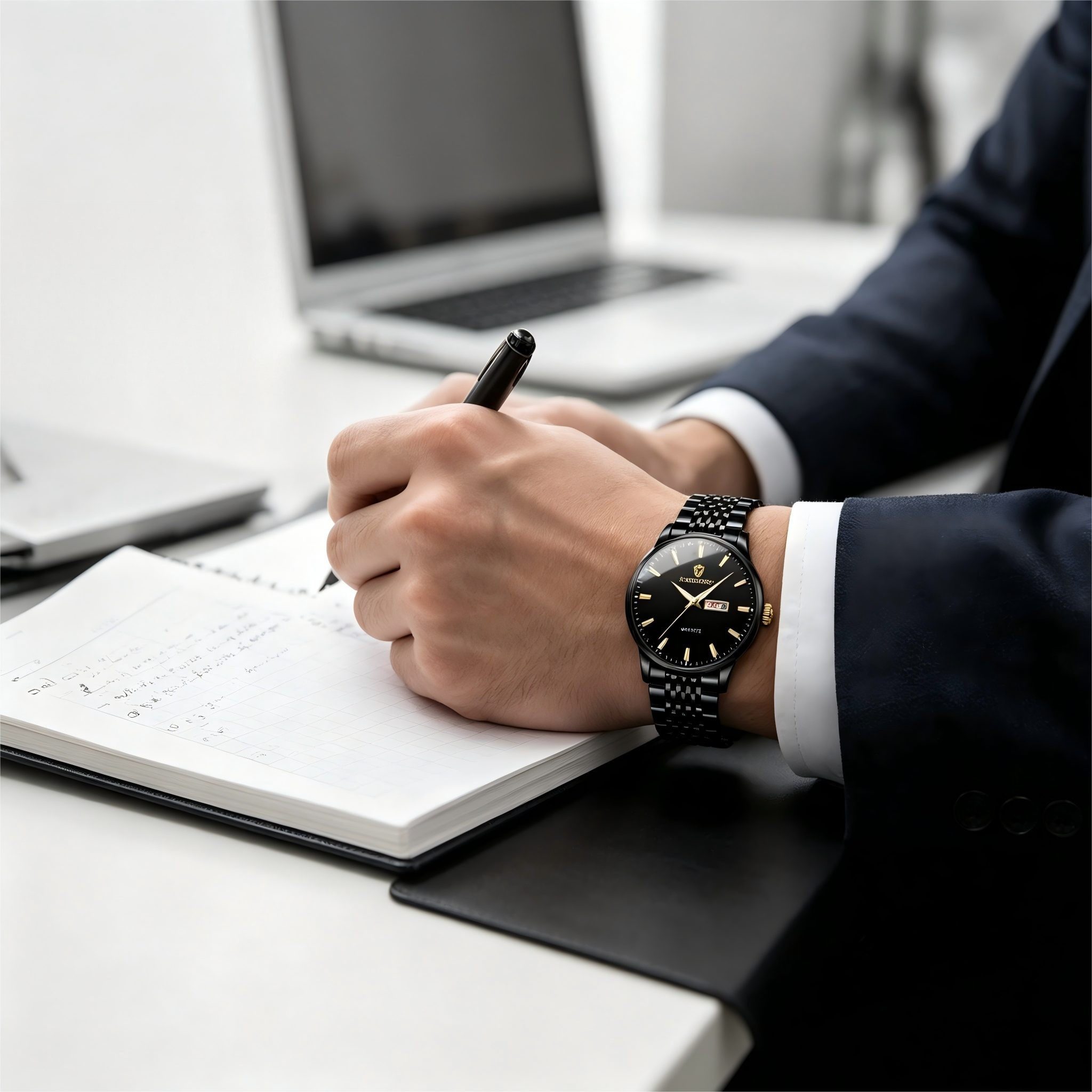 Forrlite Quarzuhr Herrenuhr Multifunktionsuhr Armbanduhr, (Chronograph Herrenuhr Quarz, Herrenarmbanduhr mit Datum), Elegante Quarzuhr, Geschenk für Herren – Bild 5 von 5
