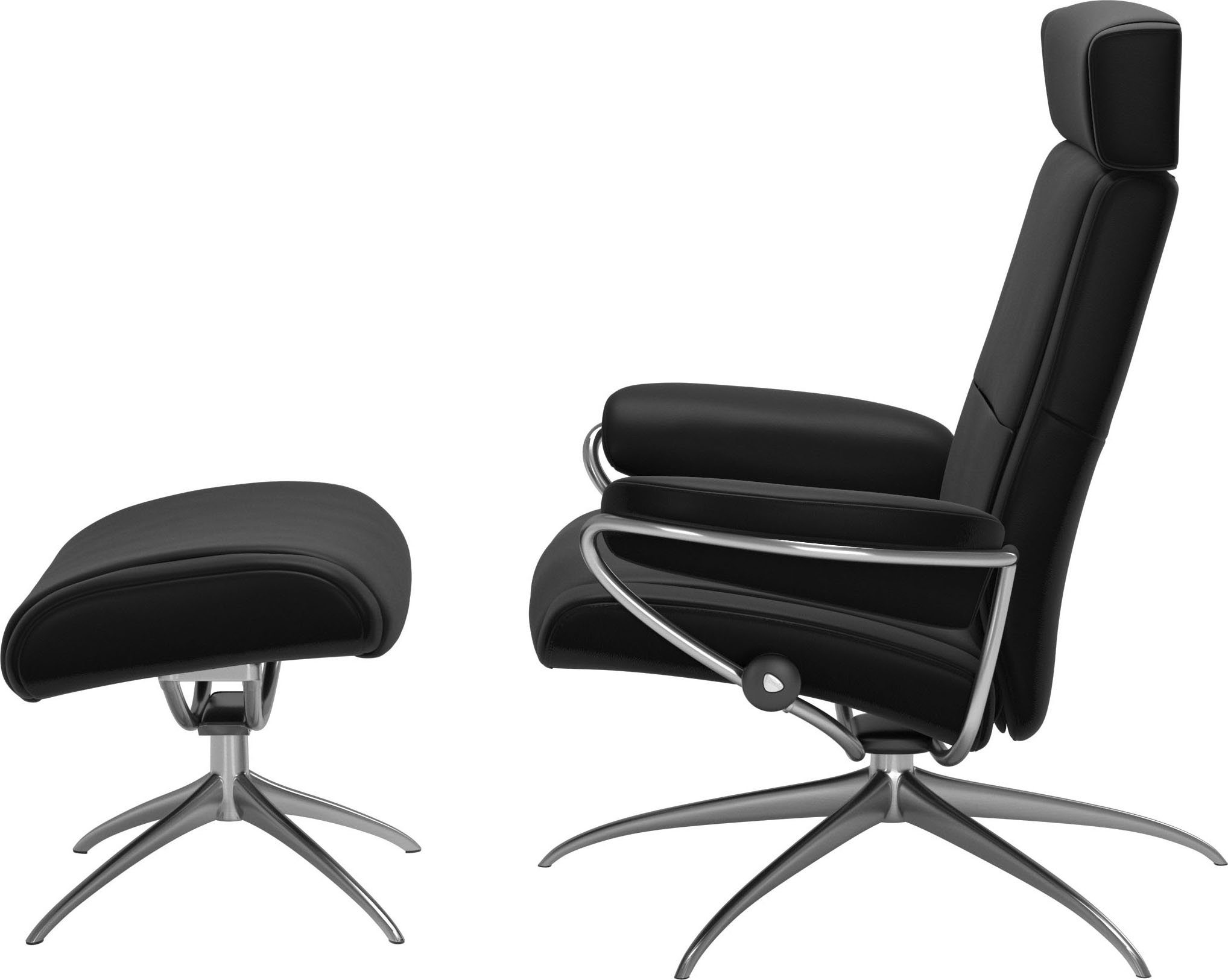 Stressless® Relaxsessel Paris (Set, Relaxsessel mit Hocker), mit Hocker, Low Back mit Kopfstütze, mit Star Base, Gestell Chrom