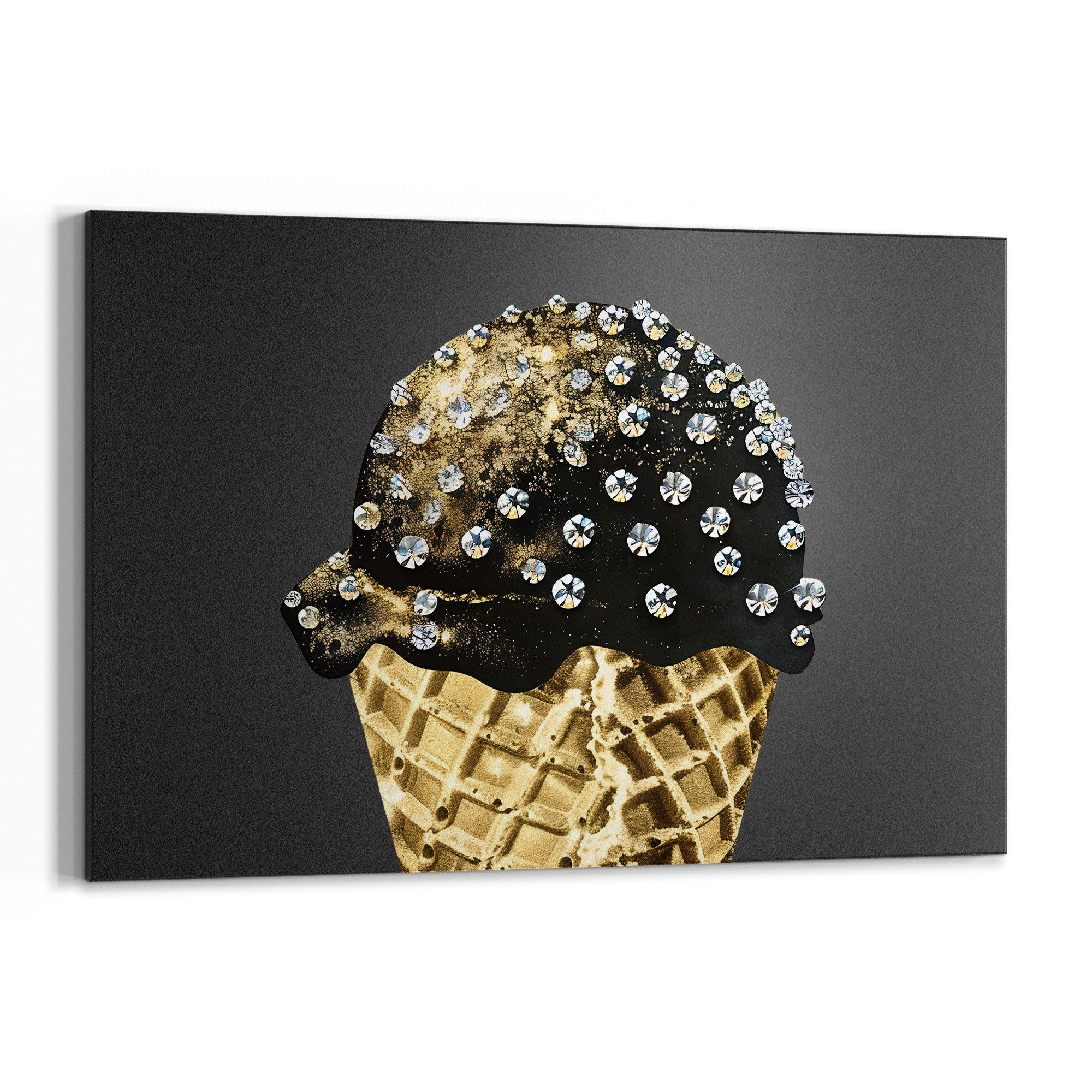 DEQORI Wandtafel 'Diamanten & Goldcreme', (1-tlg), Metall Kreidetafel bedruckt Schreibtafel modern Schiefertafel Tafel