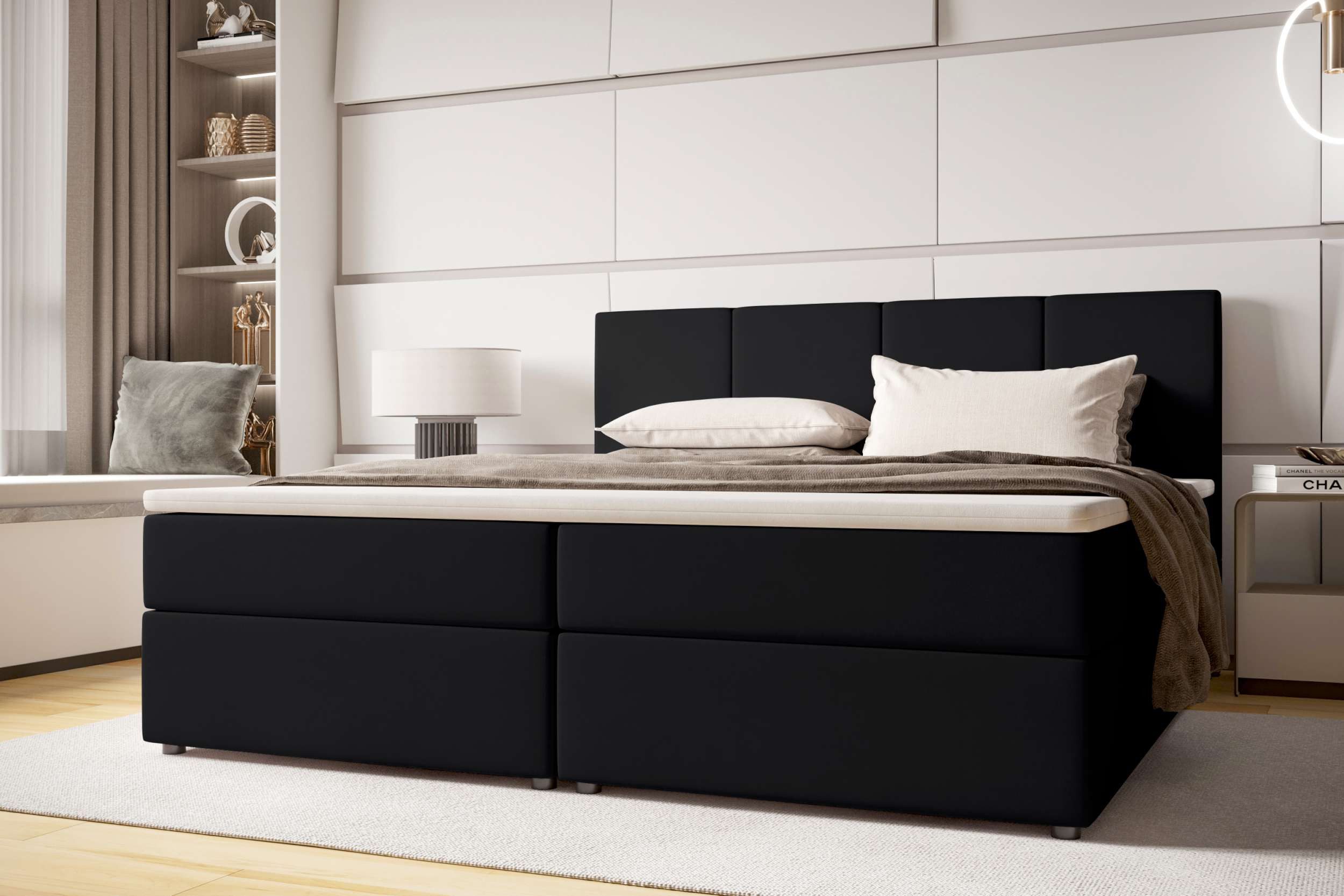 99rooms Boxspringbett Alvaro (Schlafzimmerbett, Bett), 140/160/180x200, mit Topper, Matratze, beidseitig öffnender Bettkasten