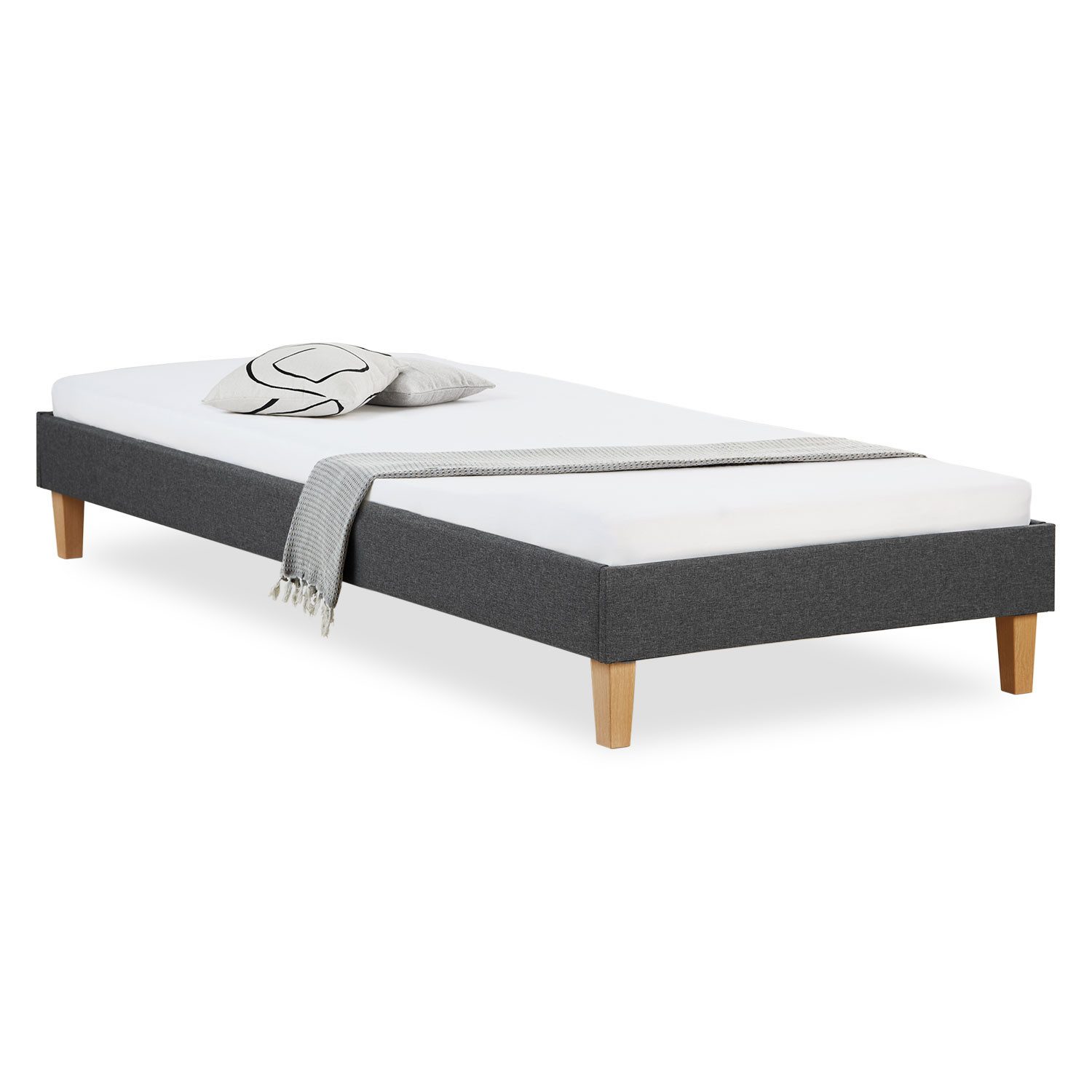 Homestyle4u Polsterbett 90/120/140/160/180 x 200 cm Grau Bettgestell ohne K günstig online kaufen