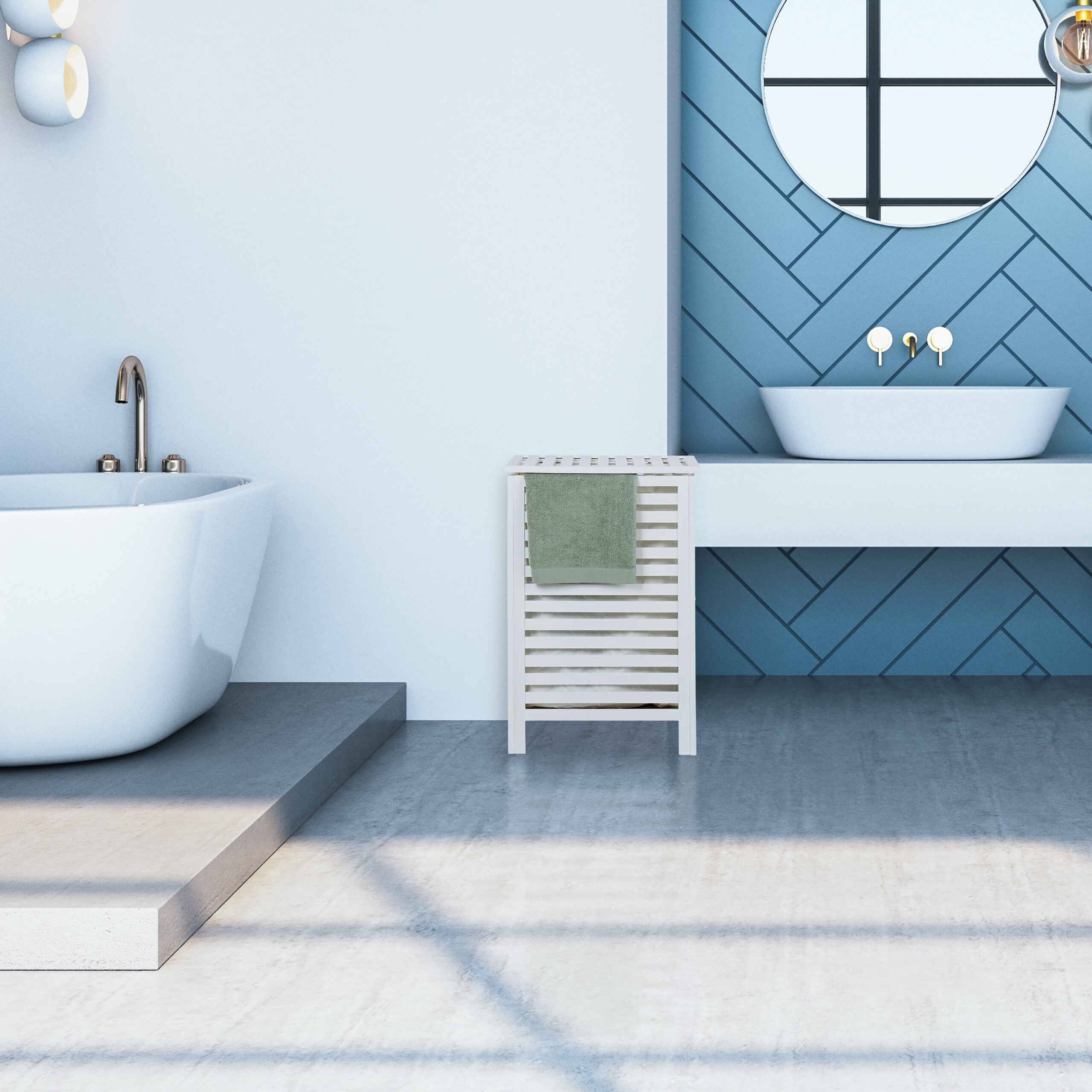 relaxdays Wäschekorb Wäschetruhe Walnuss mit Sack günstig online kaufen