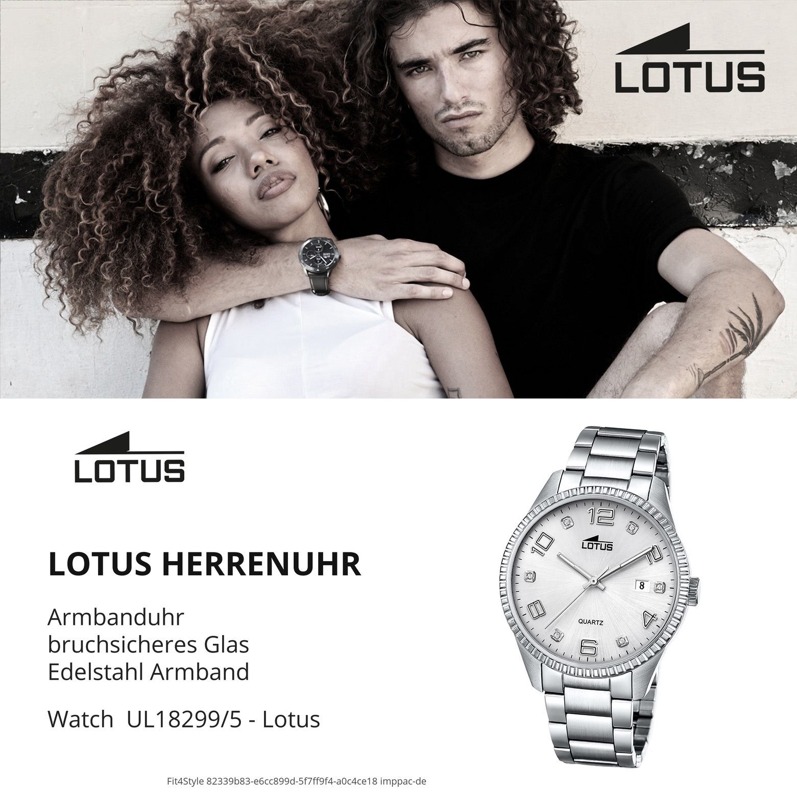 Lotus Quarzuhr Armbanduhr Herren Uhr Edelstahlarmband Elegant L18299/5, silber Herren rund, Lotus
