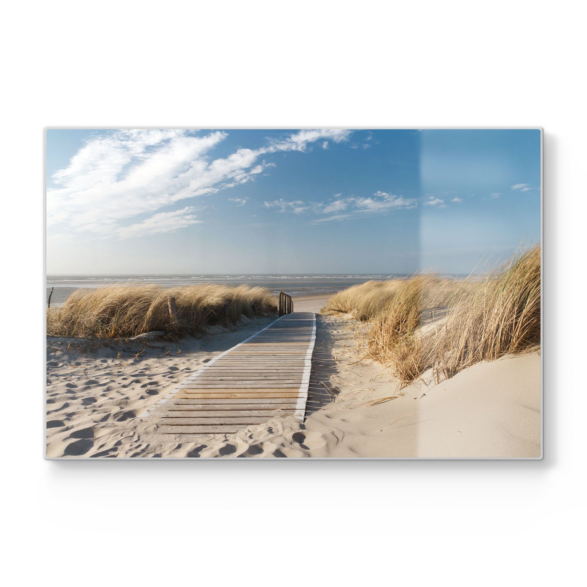 'Strandaufgang am DEQORI Frühstücksbrett Schneideplatte Meer', Schneidebrett Platte Glas,