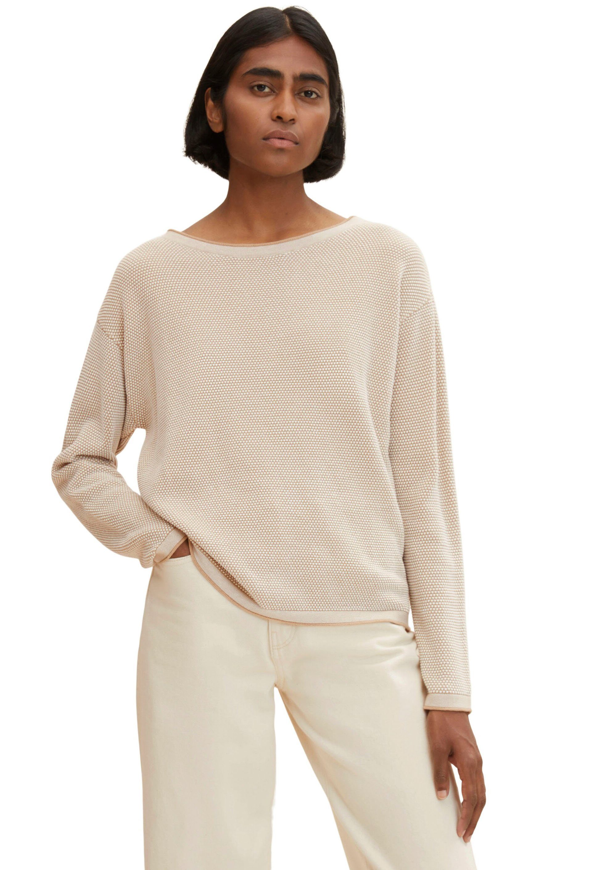 TOM TAILOR Strickpullover mit modischer Struktur beige bubble structure