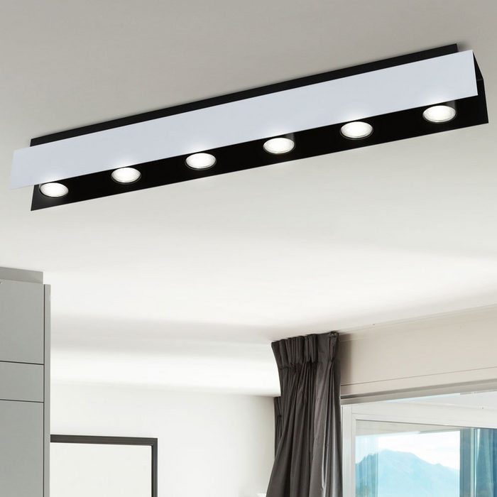 EGLO LED Deckenspot LED-Leuchtmittel fest verbaut LED Design Deckenlampe Wohnzimmer Deckenleuchte schwarz weiß