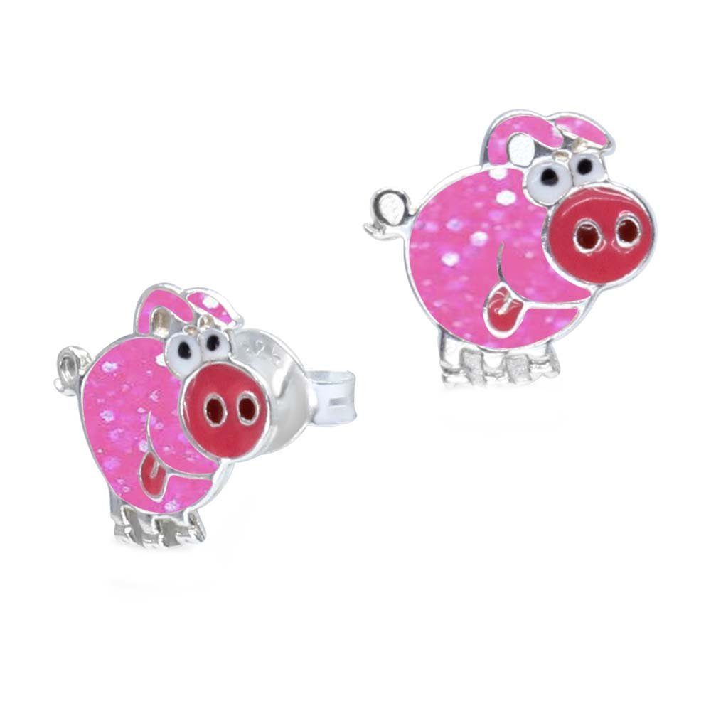 schmuck23 Paar Ohrstecker Silber, echte Geschenk Ohrringe Kinderschmuck Mädchen Silberohrringe 925 Schweinchen Kinder