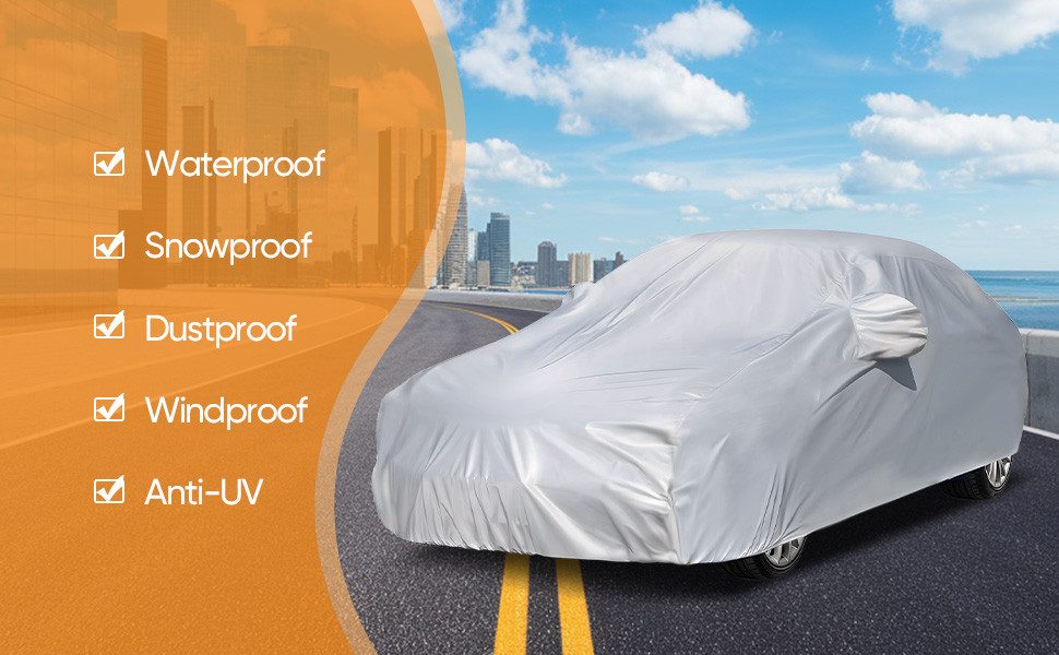 MIBODE Autoplane Autoplane Autoschutzhülle Auto Abdeckplane Car Cover Autoplane Silber – Bild 4 von 5