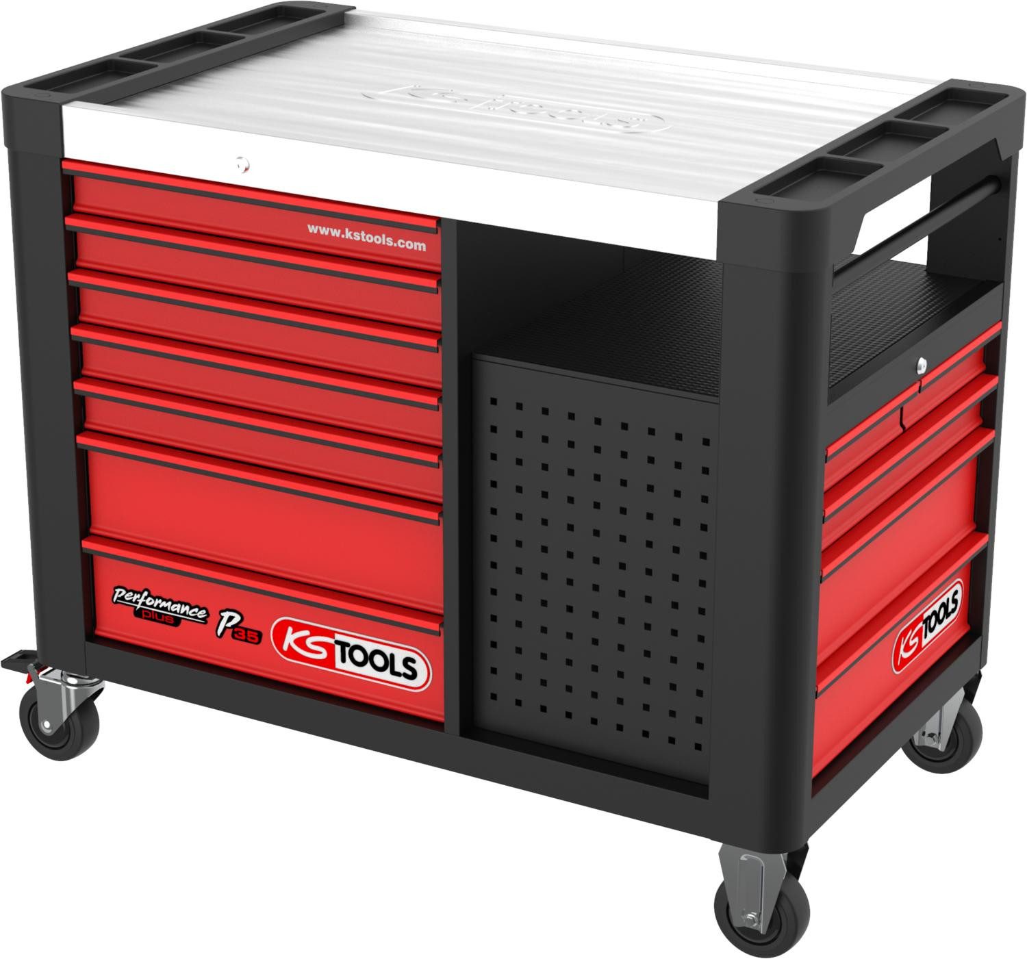 KS Tools Werkzeugwagen PERFORMANCEplus P35 SCHWARZ/ROT Тележка для мастерских mit 12 Выдвижные ящики