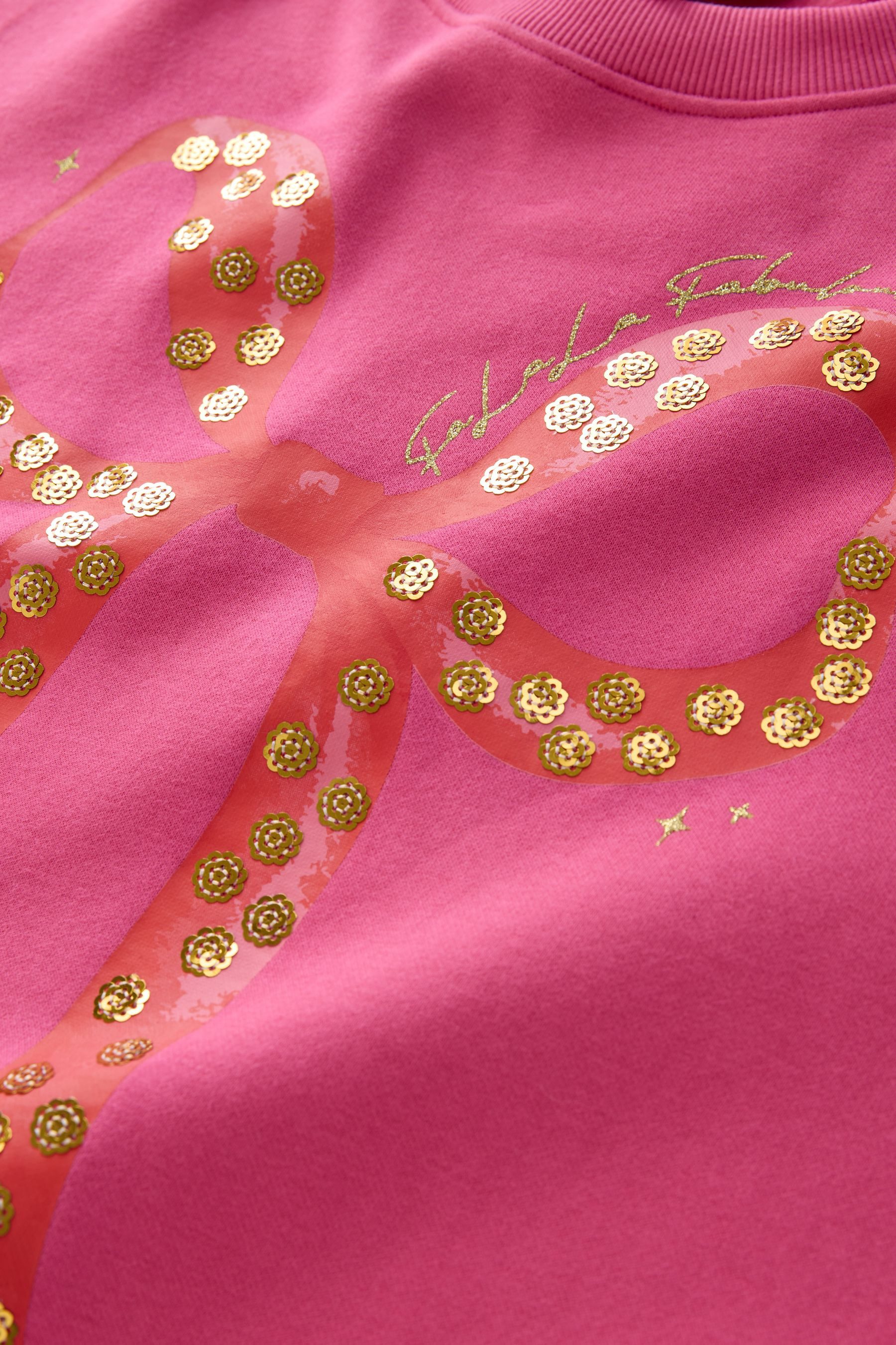 Next Sweater Sweatshirt mit Schleifengrafik + Pailletten (1-tlg)