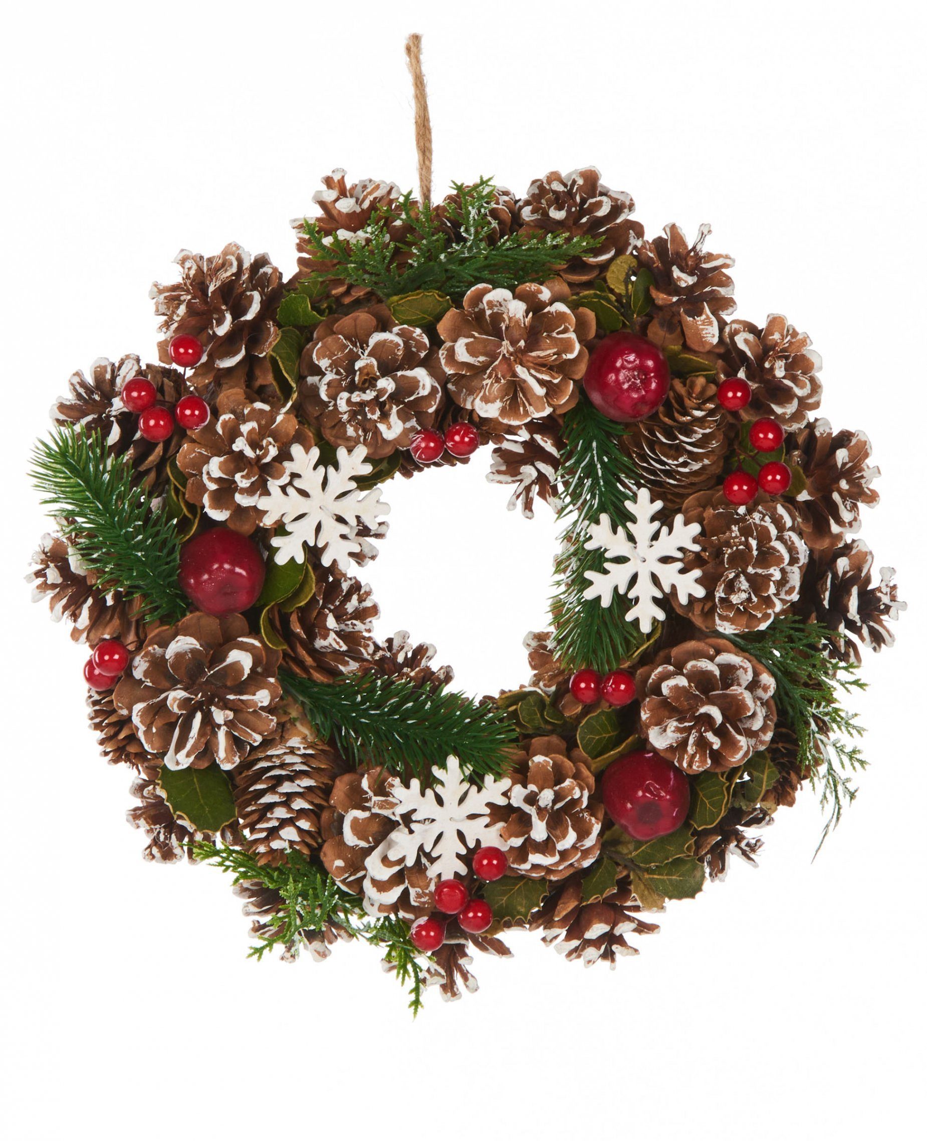 Kostüm Traditioneller Adventskranz Weihnachts-Tischdeko grün-braun-rot 30 cm