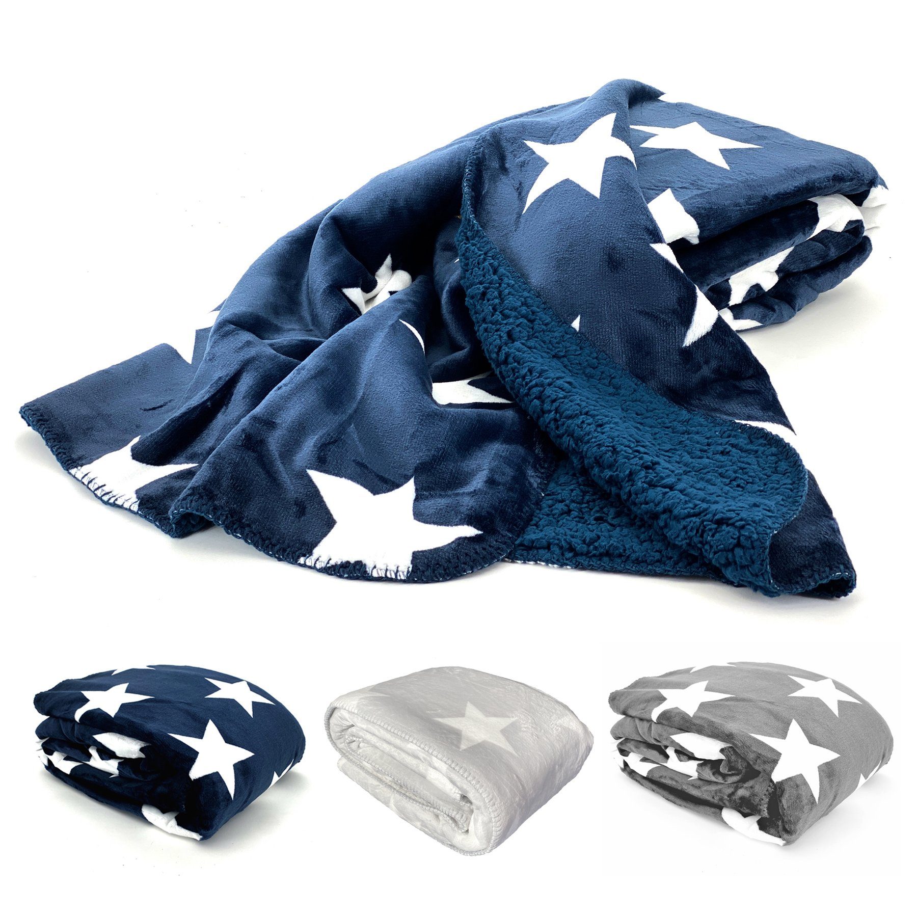 Wohndecke Dicke Soft Flanell Kuscheldecke Sterne Winterdecke, heimtexland, günstig online kaufen