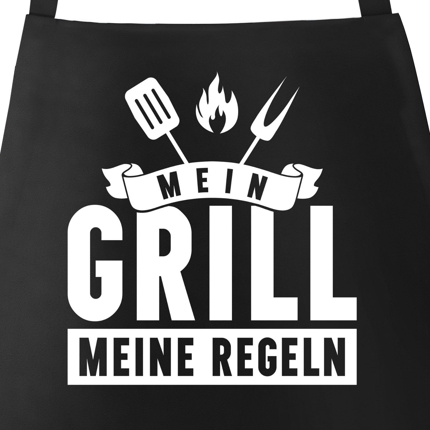 MoonWorks Grillschürze Grill-Schürze für Männer mit Spruch Mein Grill meine Regeln Grillregeln grillen BBQ Barbeque Baumwoll-Schürze Küchenschürze Moonworks®, mit kreativem Aufdruck