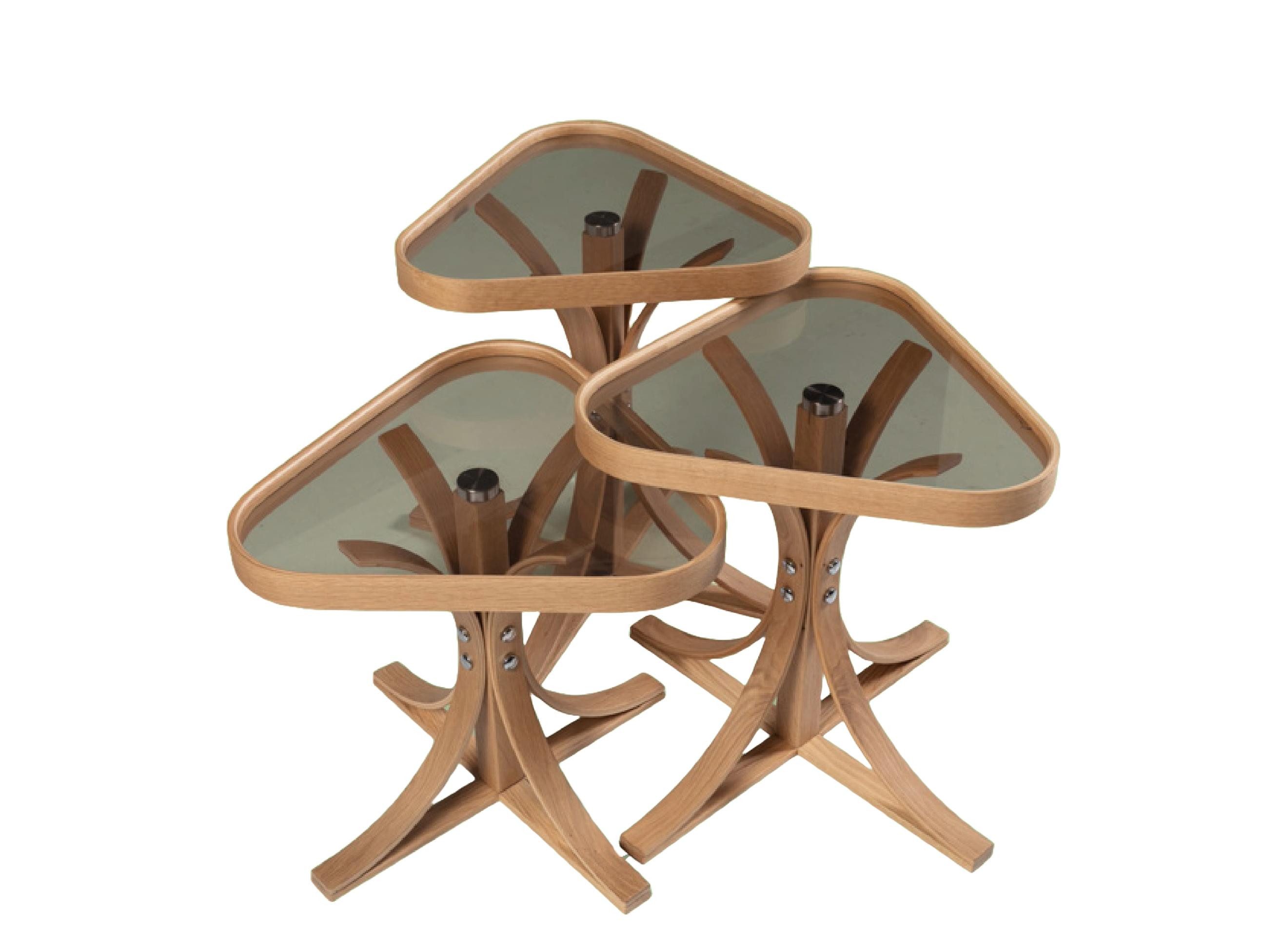 Xlmoebel Beistelltisch Exklusive Designer Beistelltische im modernen Dreiecks-Design aus Holz (3-teilig, 3-St., 3x Beistelltische), Hergestellt in Europa