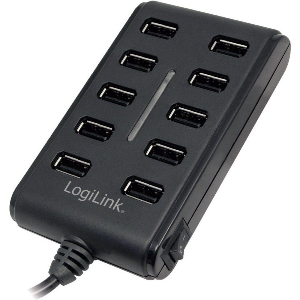 USB-Verteiler LogiLink UA0125 10 Port USB 2.0-Hub Schwarz