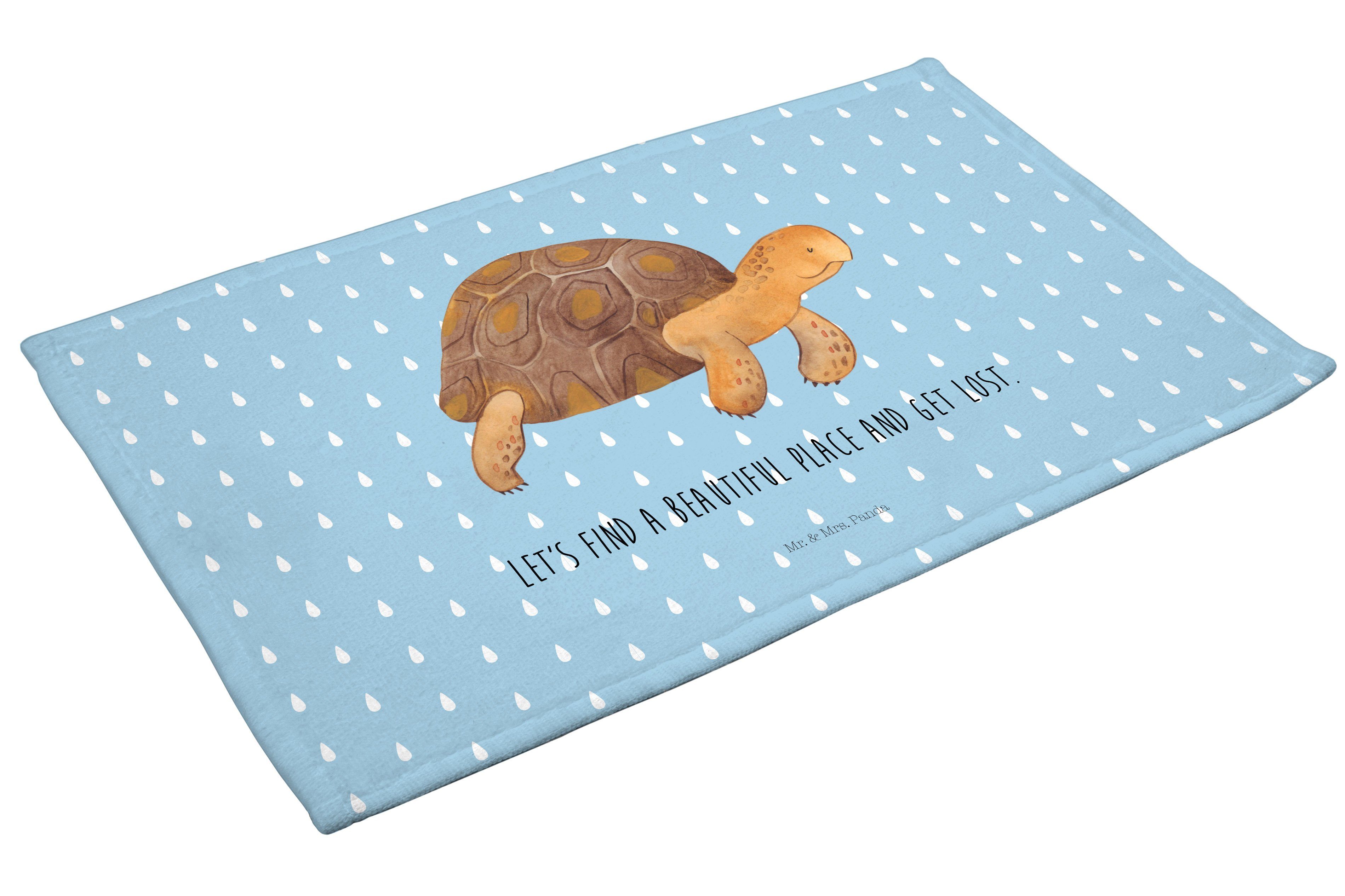Mr. & Mrs. Panda Handtuch Schildkröte marschiert - Blau Pastell - Geschenk, Kinder Handtuch, Li, (1-St)
