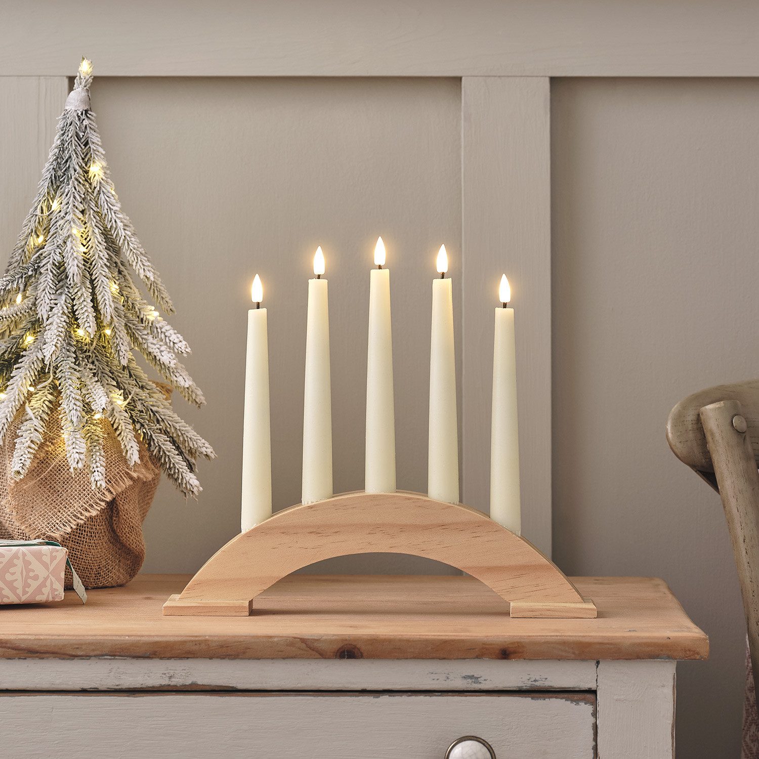 Lights4fun LED-Kerze TruGlow® LED Kerzenbrücke Echtwachs