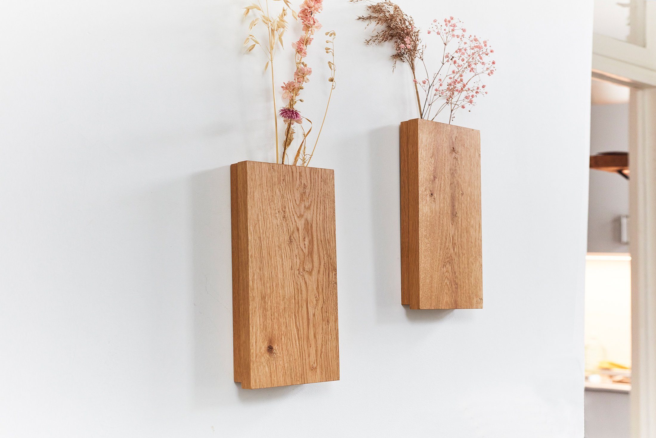 Living Oak Wanddekoobjekt Wandvase Eiche Holz (2 St)